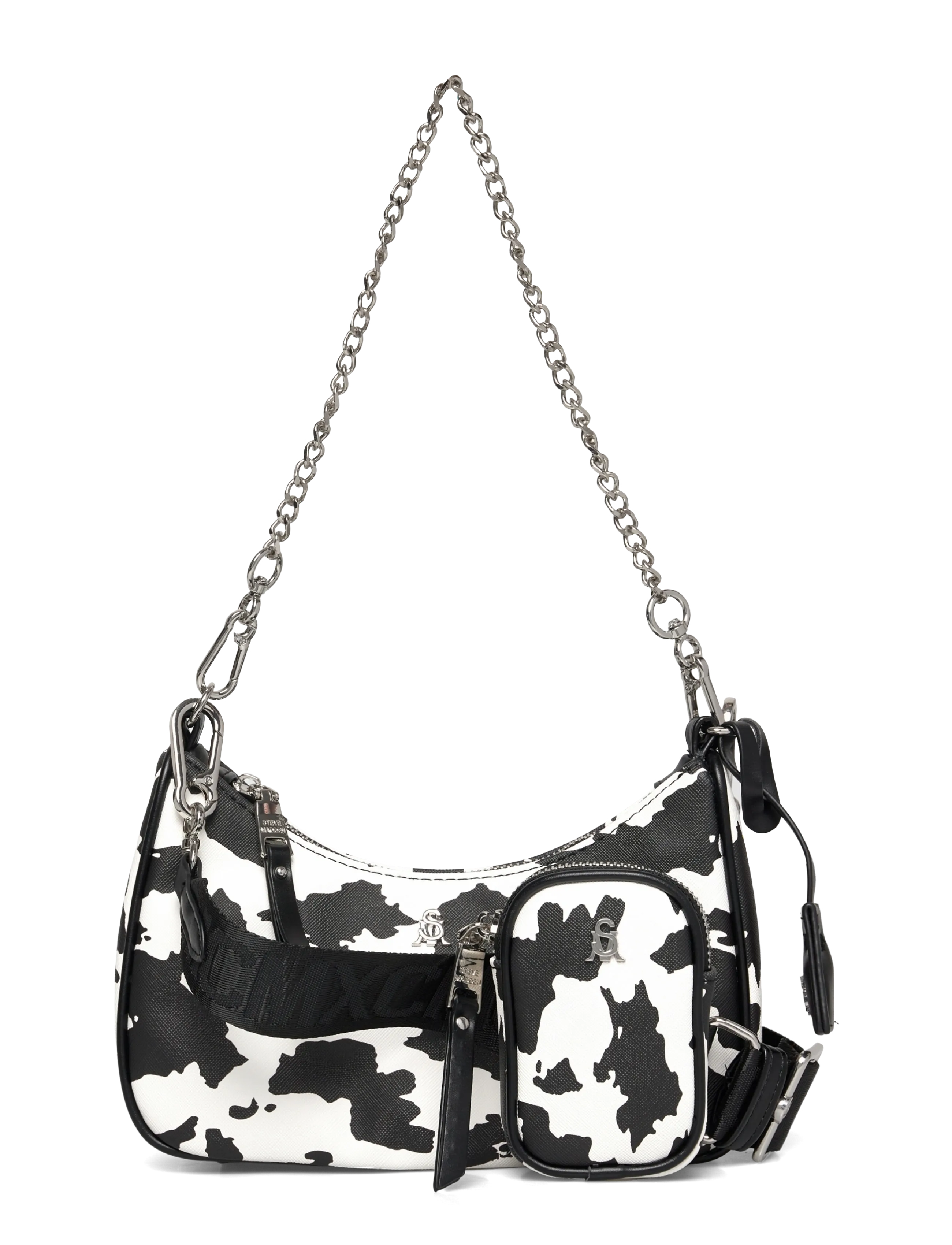 Steve Madden Bvela, Kvinder, Ko Print Skuldertaske Med Pung, Hvid, Str: ONE SIZE