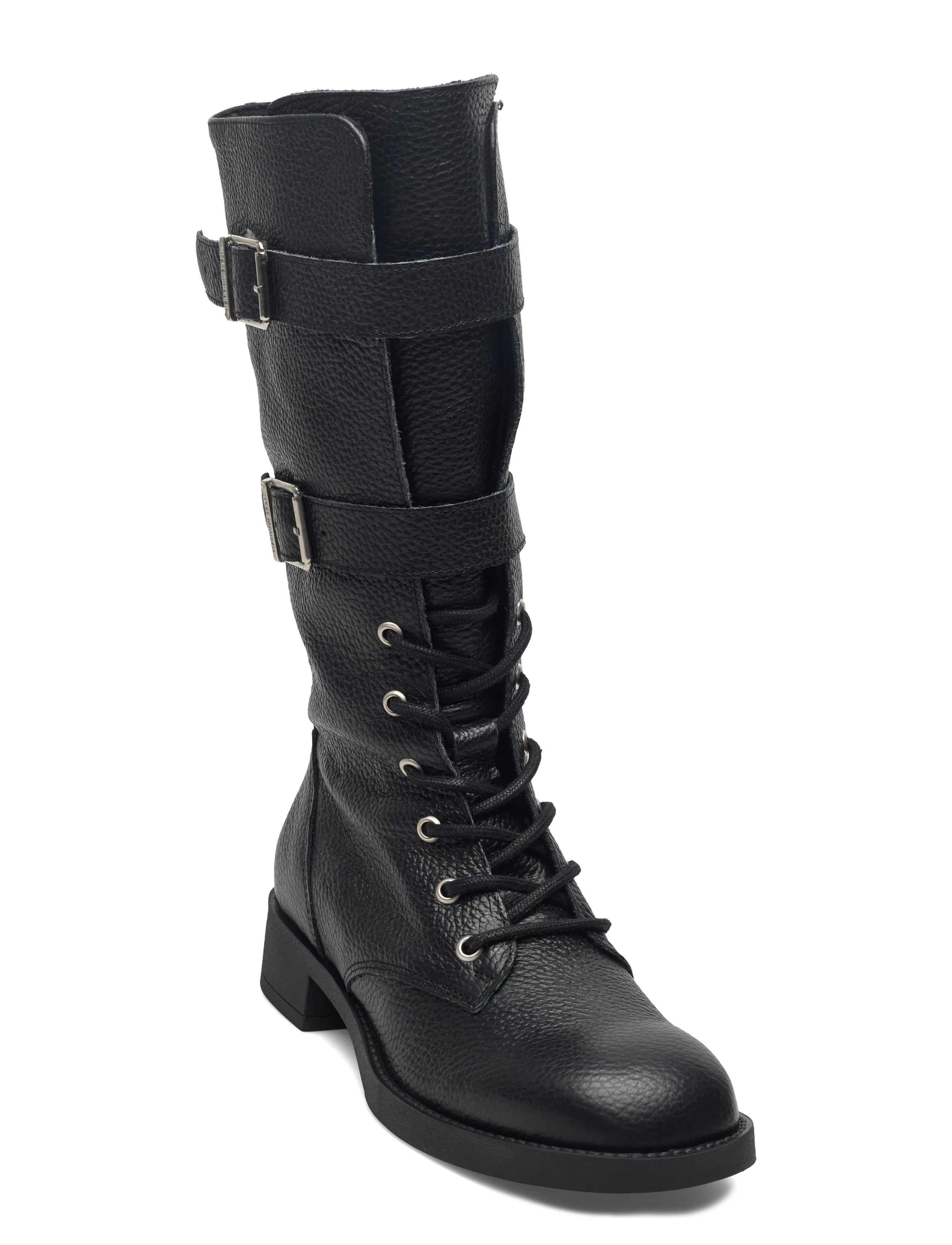 Steve Madden Zoey - Langskaftede støvler - BLACK/BLACK LEATHER / black