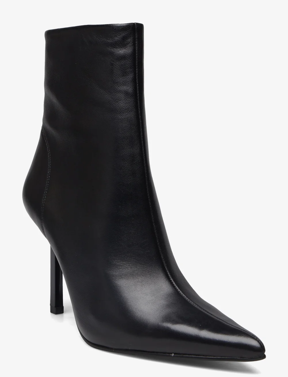 Black leather bootie heels on sale