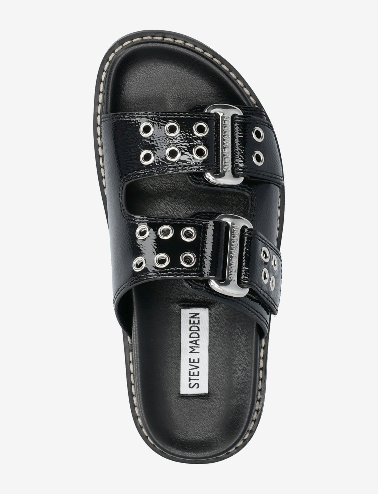 Steve Madden - Agent Slides - flache sandalen - black crinkle patent - 3