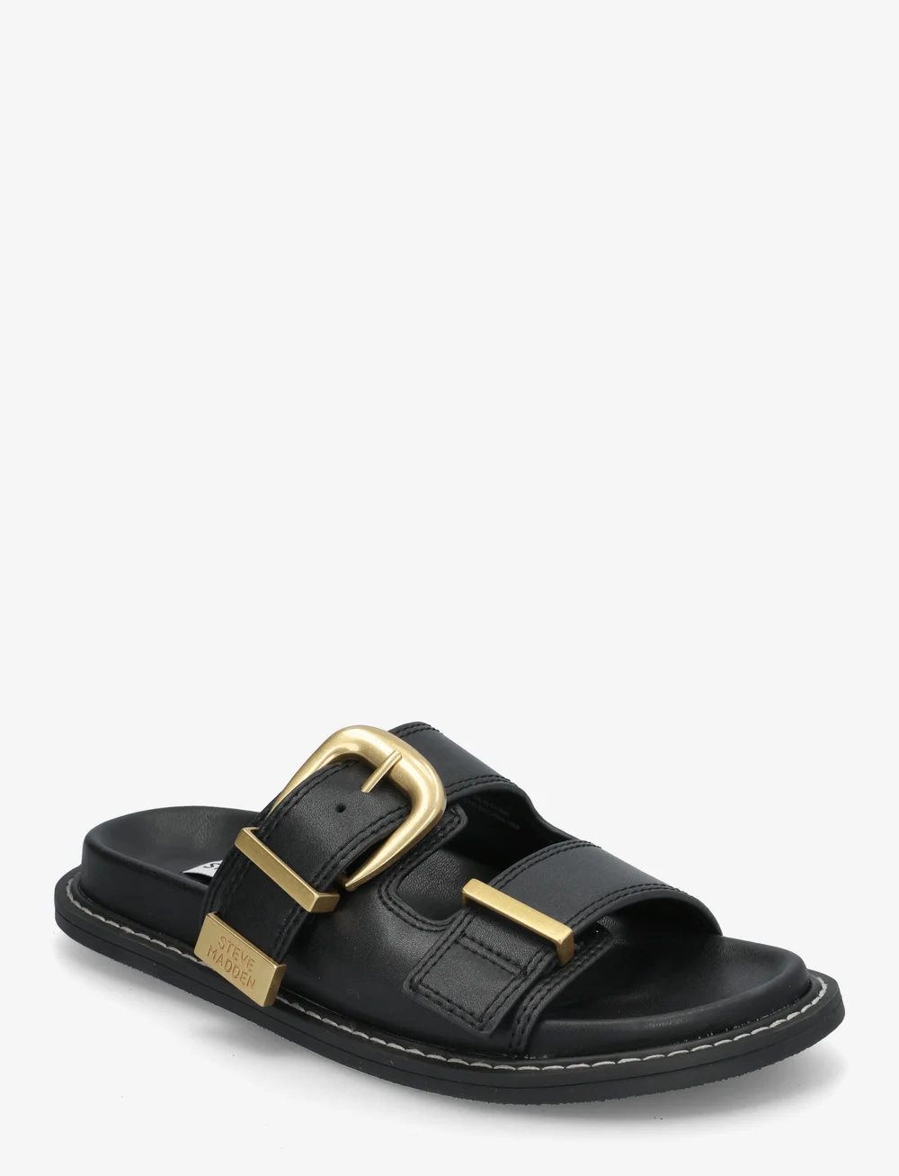 ★STEVE MADDEN★Arch レザーバックル付き サンダル スリッポン smnsm19000133_cblkactionleathe
