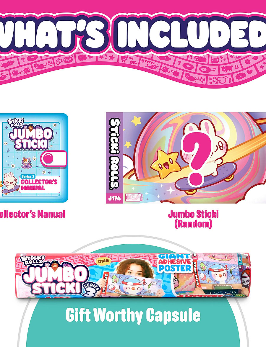 Sticki Rolls - STICKI ROLLS STICKI JUMBO MYSTERY ROLLS S3 ASS CDU - klistermärken - multi colour - 5