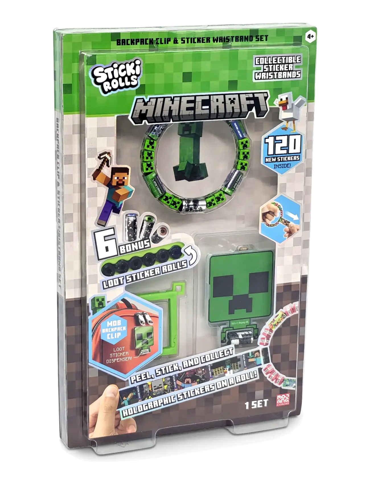 Sticki Rolls - STICKI ROLLS STICKI CLIP & BRACELET MINECRAFT CDU - klistermærker - multi colour - 3