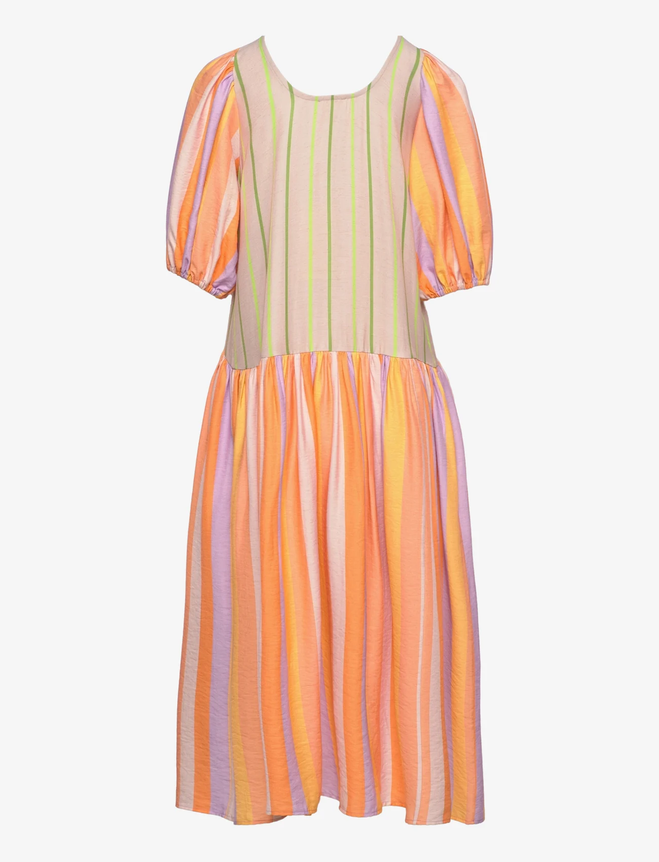 STINE GOYA - Amelia, 1390 Woven Stripe - summer dresses - 2024 sunset and lime stripe - 1