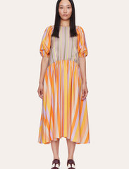 STINE GOYA - Amelia, 1390 Woven Stripe - summer dresses - 2024 sunset and lime stripe - 2