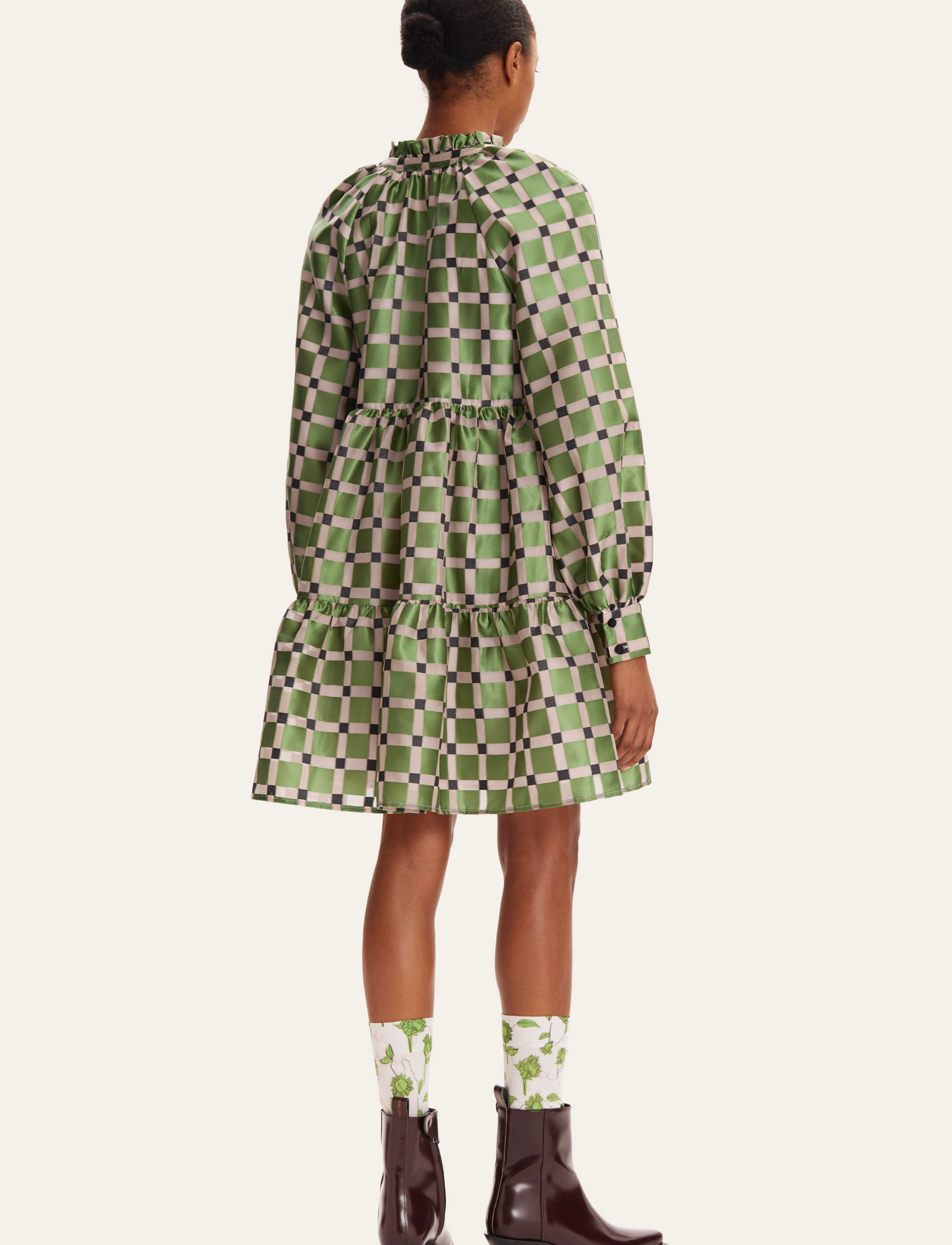 STINE GOYA - Jasmine, 1494 Glitter Organza - lilac graphic check - 3