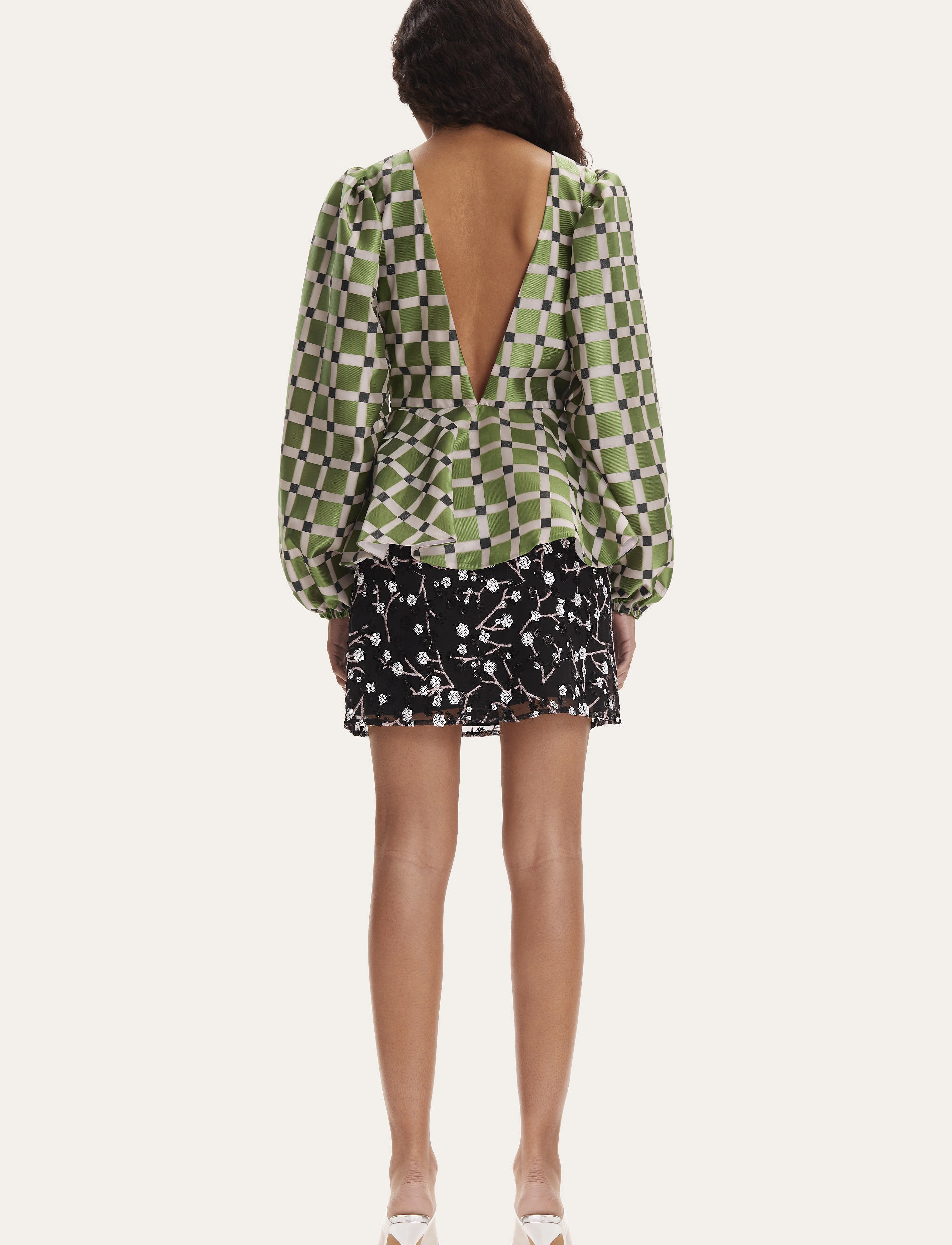STINE GOYA - Gara, 1494 Glitter Organza - lilac graphic check - 3