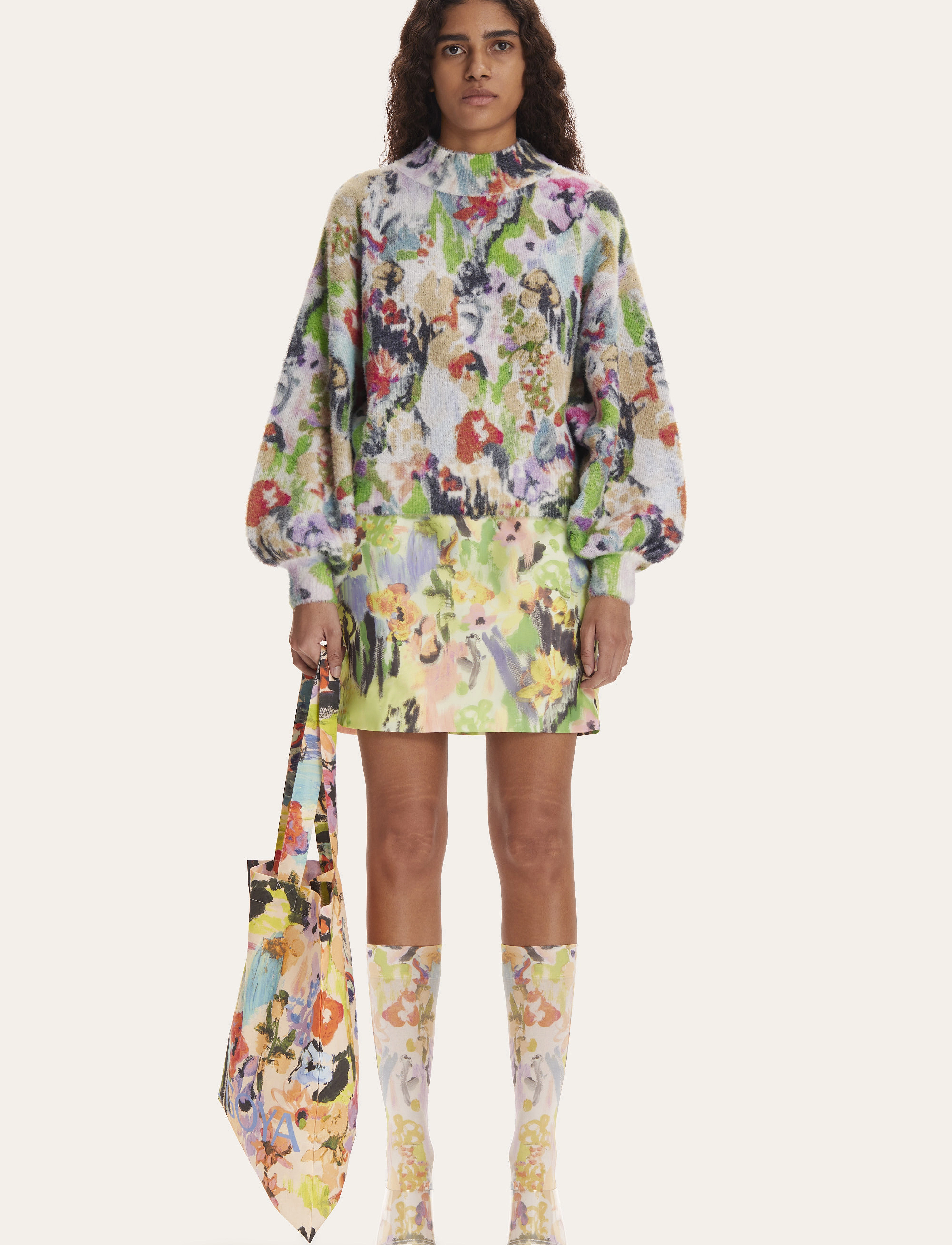 STINE GOYA - Adonis, 1513 Fluffy Printed Knit - abstract floral - 2
