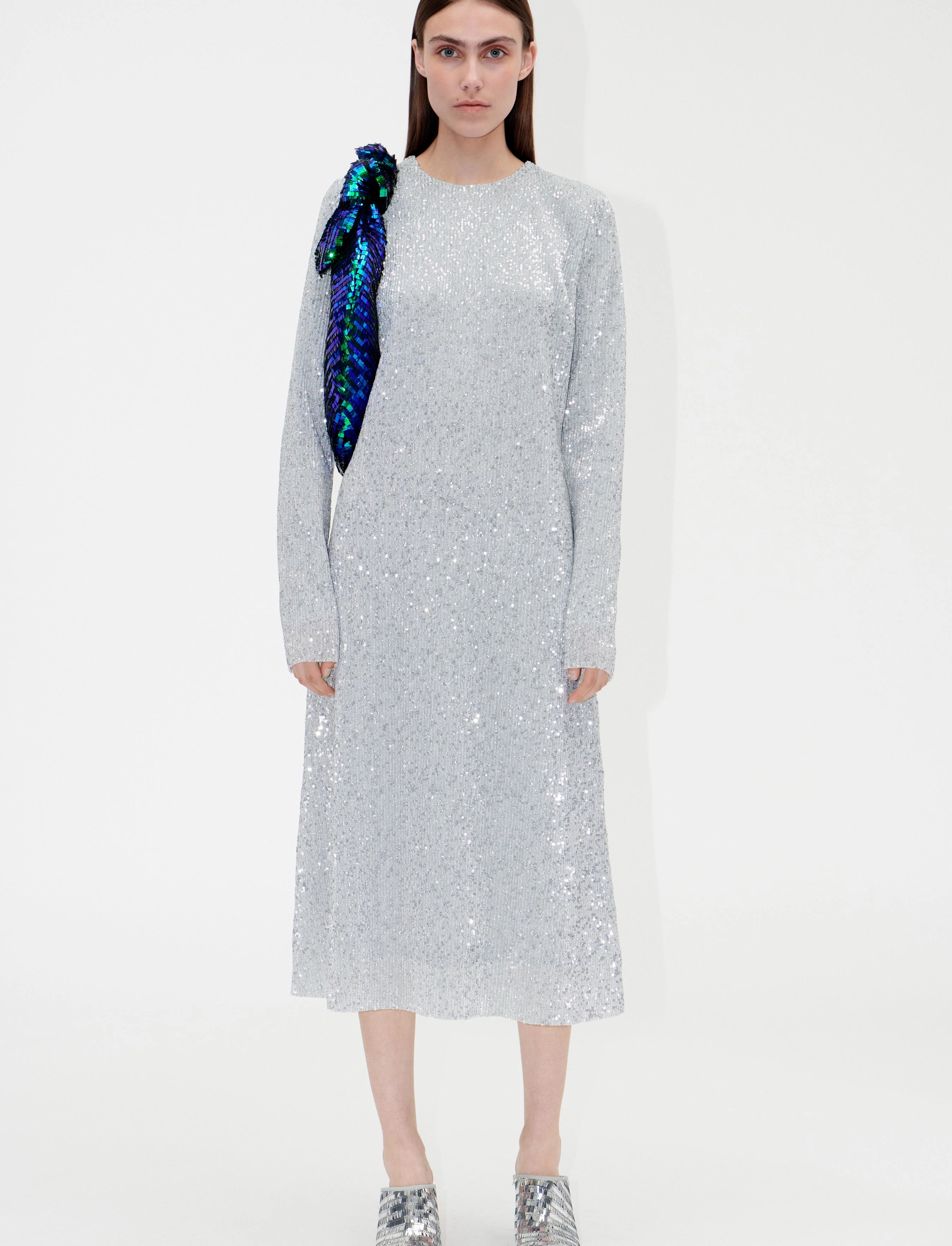 STINE GOYA Celsia, 1604 Sequins Jersey - Kjoler - SILVER / silver