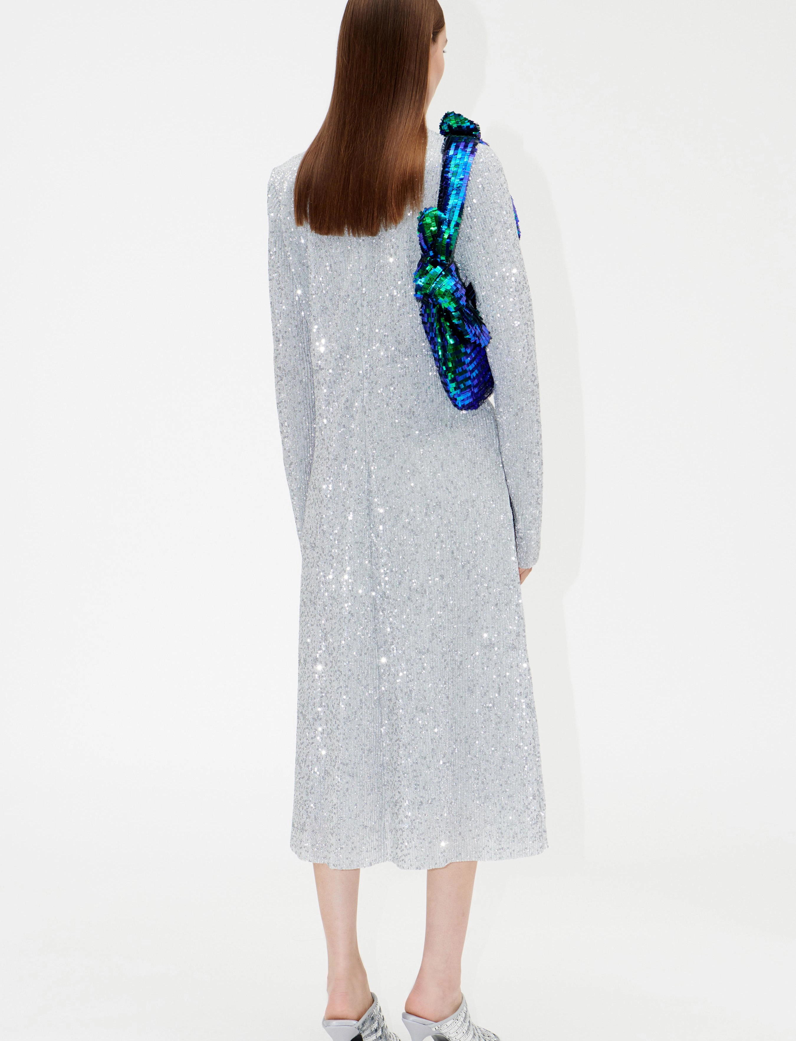 STINE GOYA - Celsia, 1604 Sequins Jersey - pailletkjoler - silver - 3