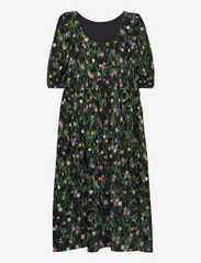 STINE GOYA - Ursi, 1611 Crinkled Poly - midi kjoler - fluor mini flowers - 0
