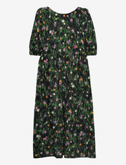 STINE GOYA - Ursi, 1611 Crinkled Poly - midi kjoler - fluor mini flowers - 1