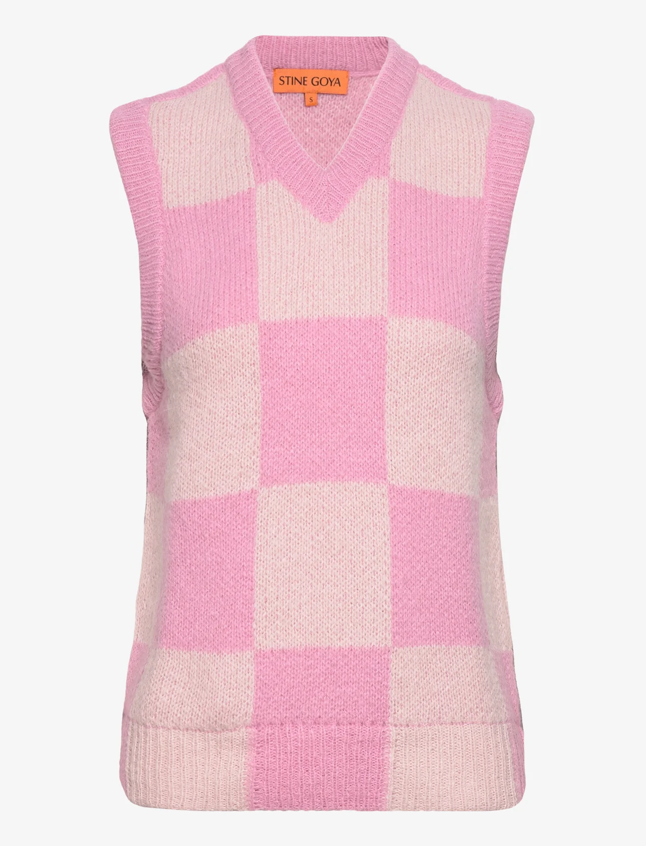 STINE GOYA - Noa, 1790 Alpaca Knit - knitted vests - orchid check - 0