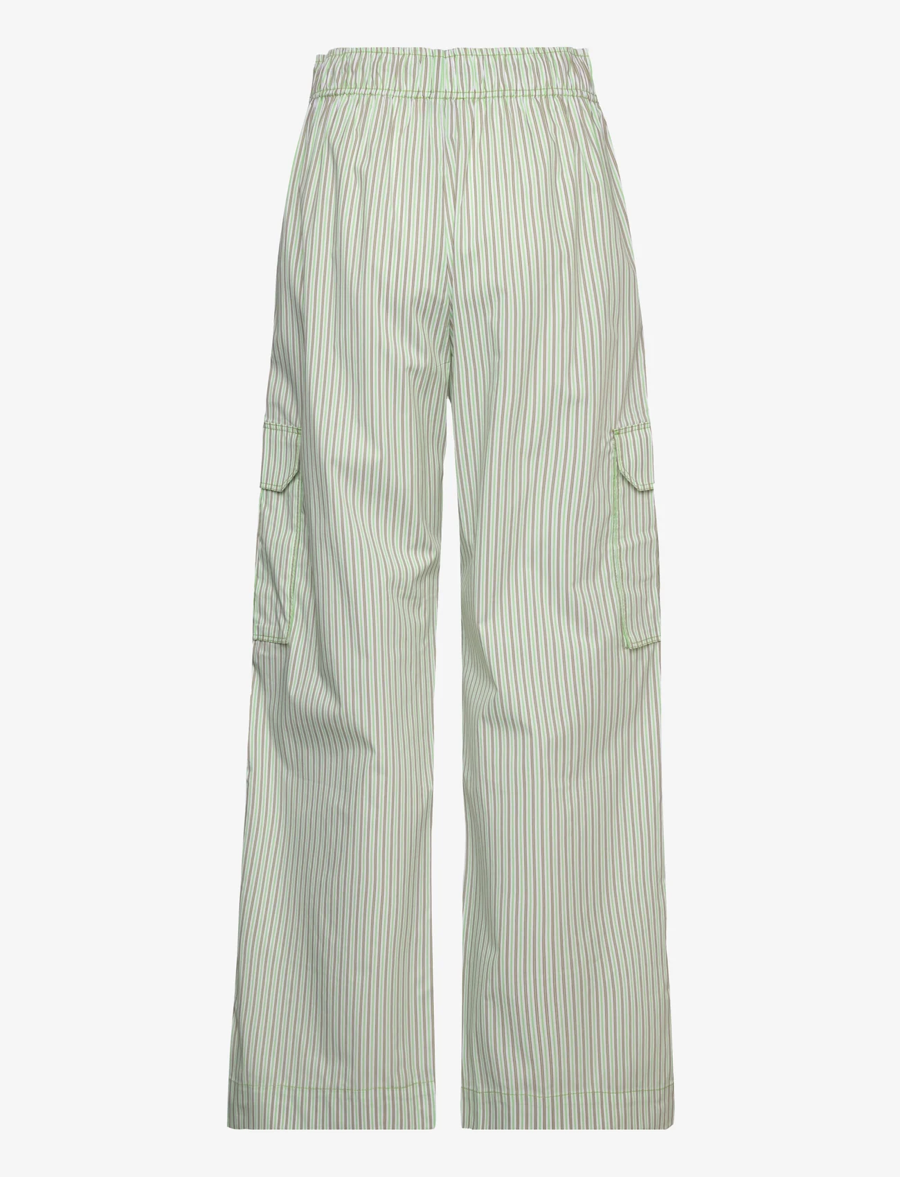 STINE GOYA - Fatuna, 1767 Poplin Stripes - cargo pants - green stripes - 1