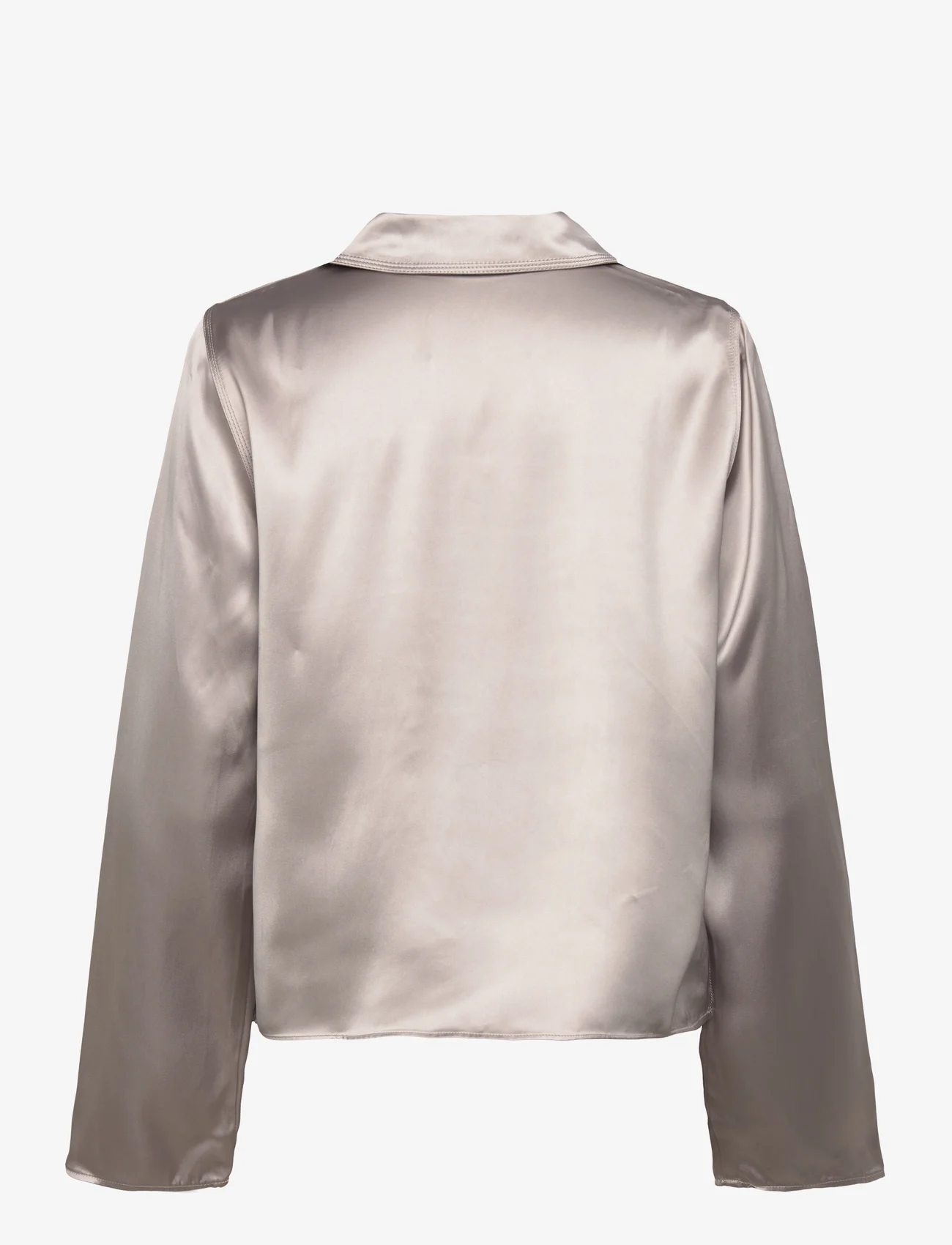 STINE GOYA - Klive, 1845 Heavy Satin - long-sleeved blouses - grey stone - 1