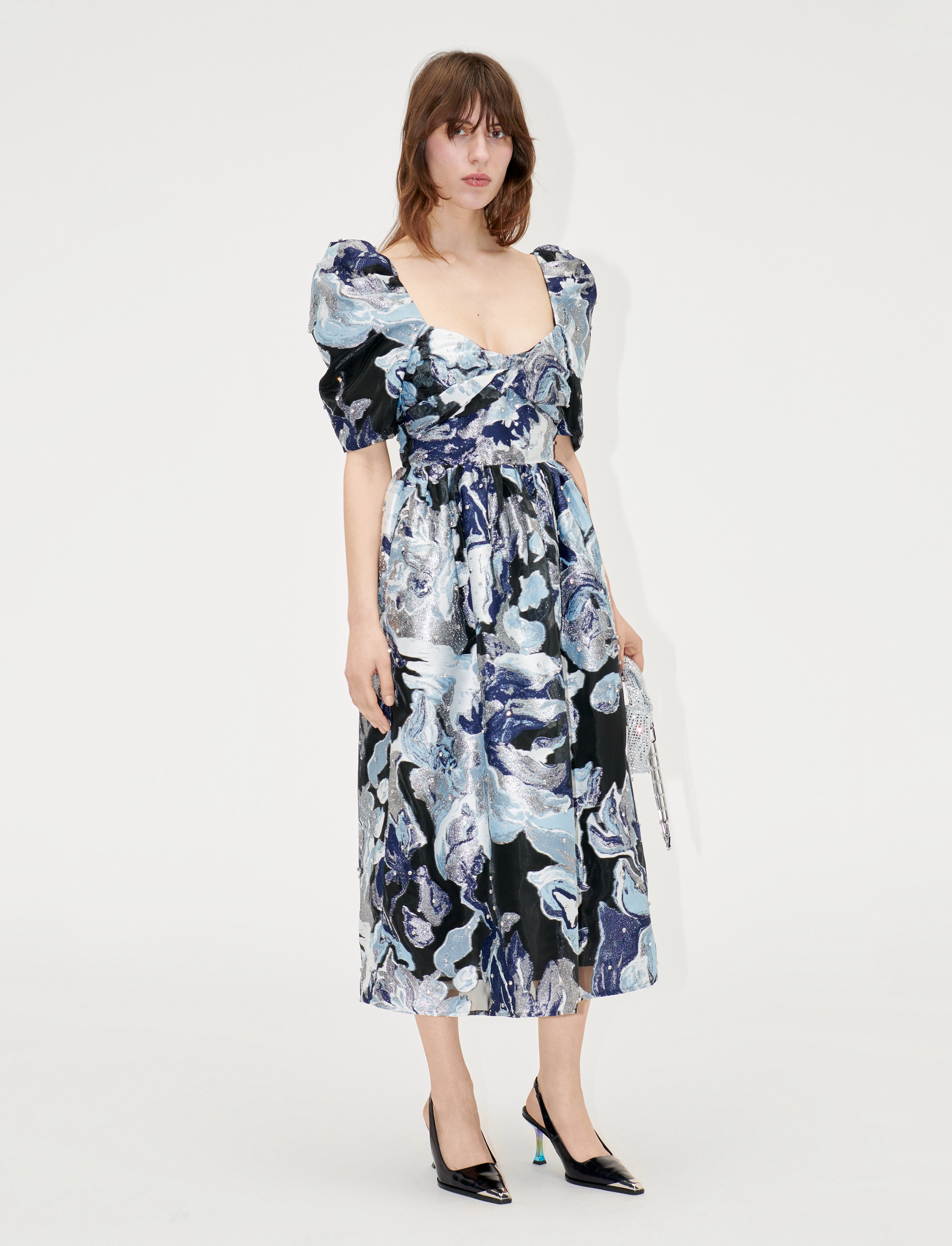 STINE GOYA Everleigh, 1844 Organza Jacquard - Kjoler - ICY FLOWER / black