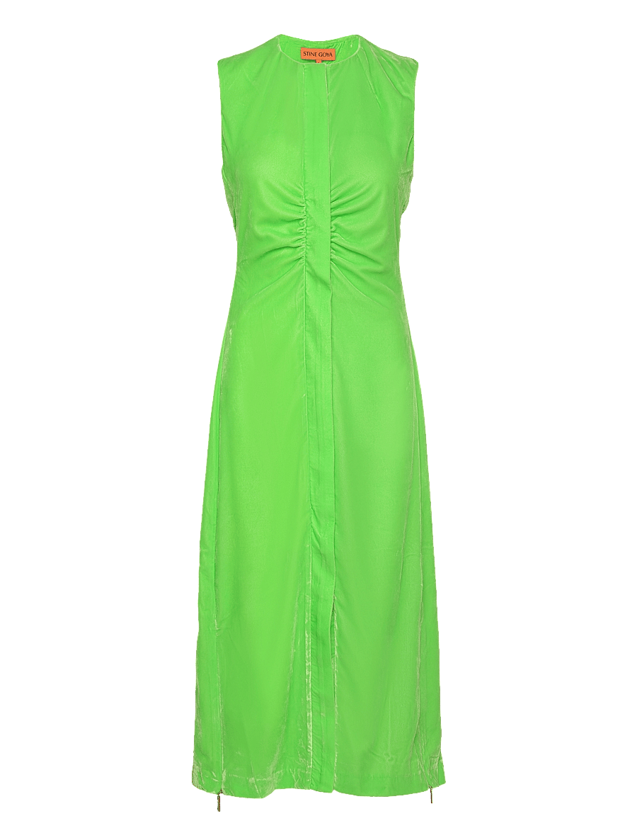 STINE GOYA - Austyn, 1836 Heavy Velvet - midi kjoler - neon green - 1