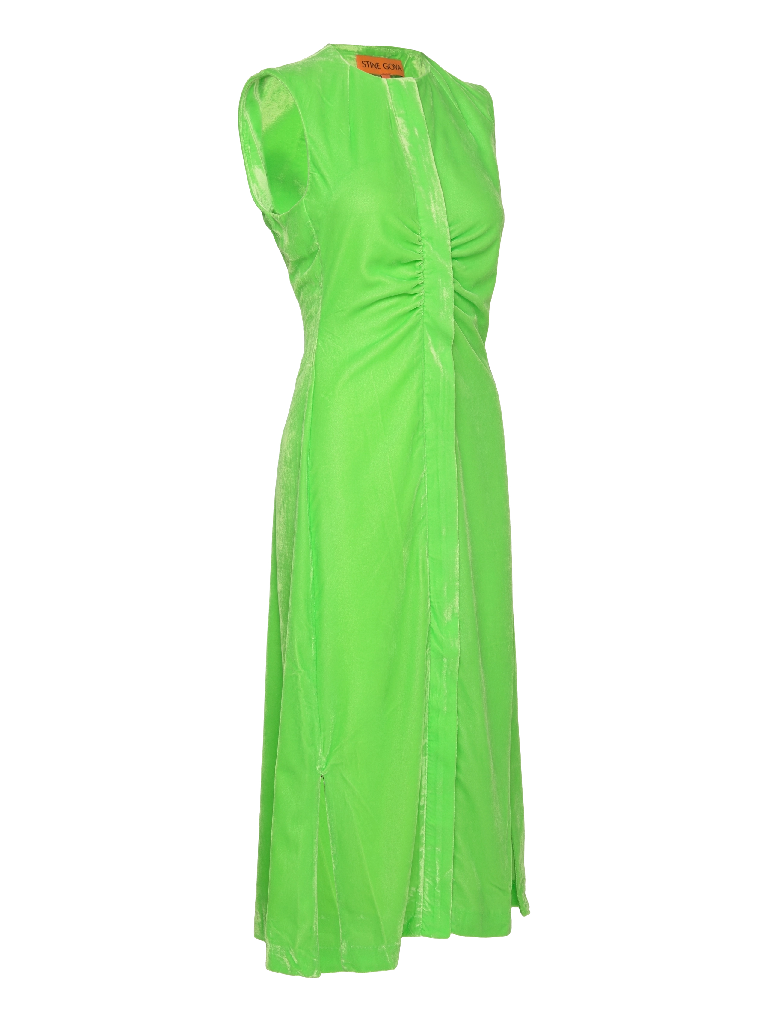 STINE GOYA - Austyn, 1836 Heavy Velvet - midi kjoler - neon green - 4