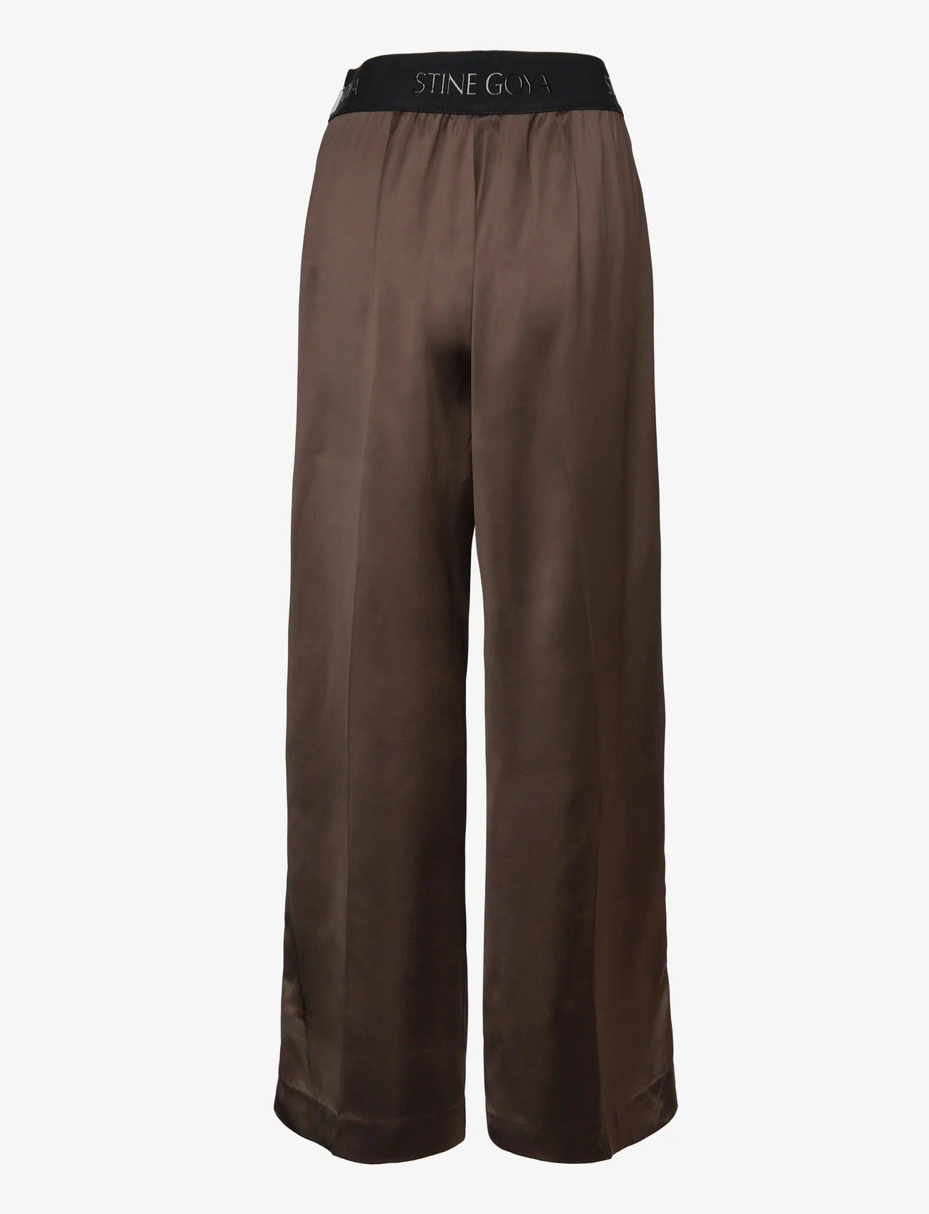 STINE GOYA - Ciara, 1845 Heavy Satin - bukser med brede ben - fudge - 1