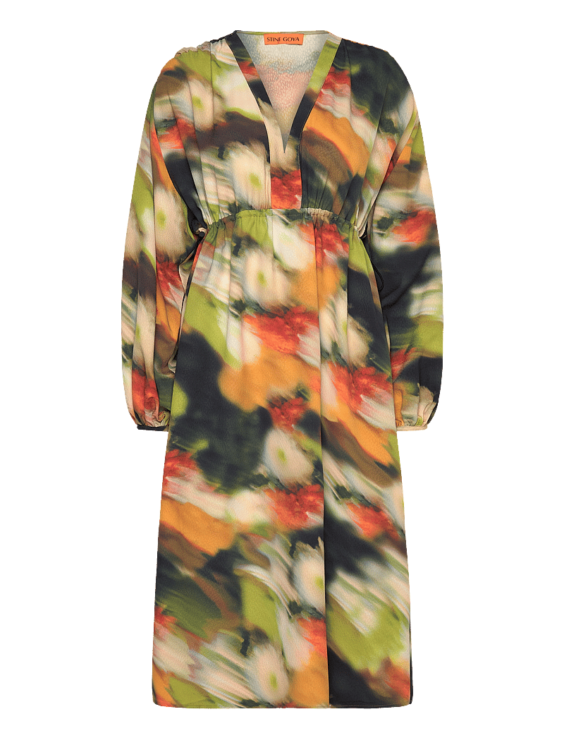 STINE GOYA Veroma, 1915 Structure Stretch – midi jurken – winkel bij Booztlet