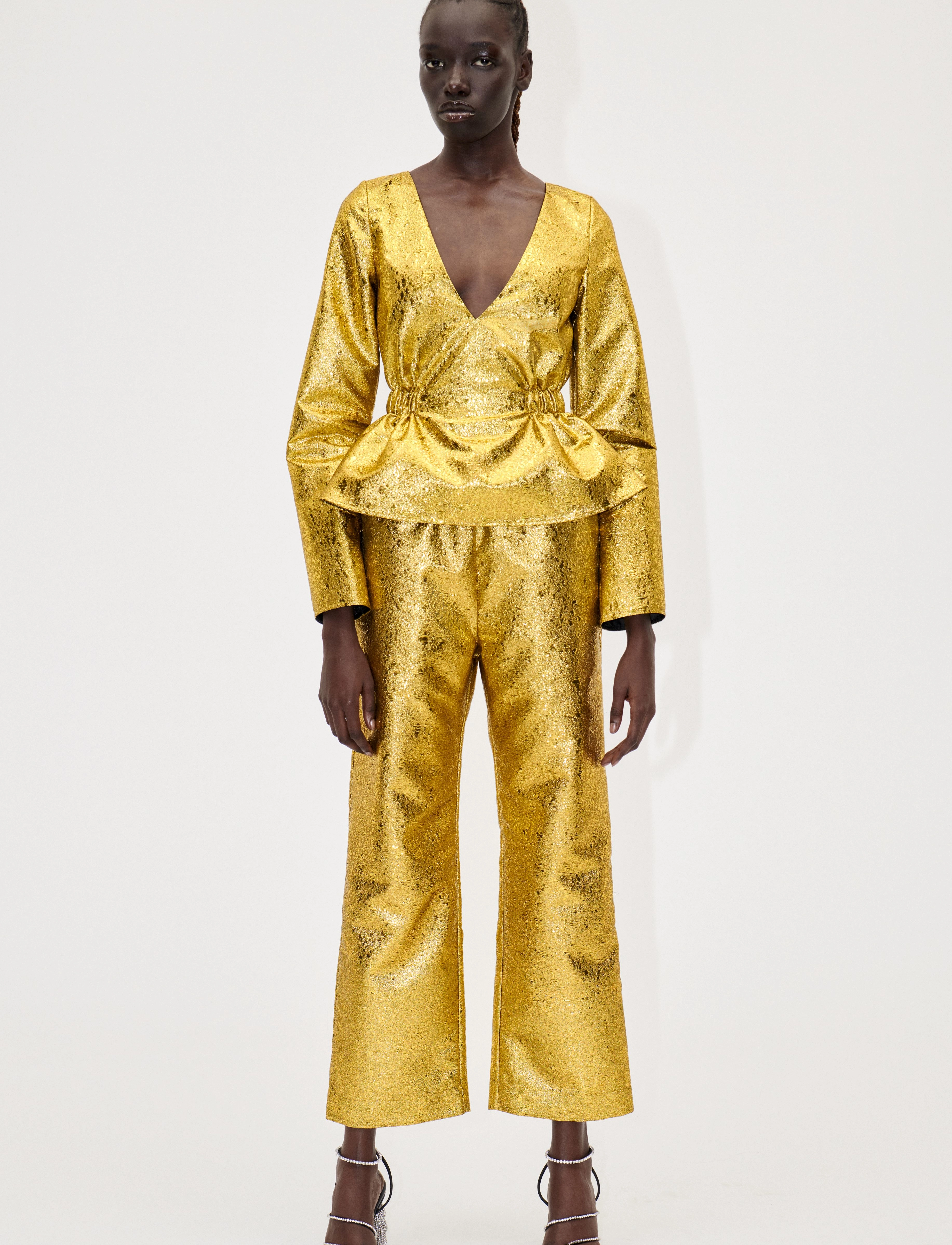 STINE GOYA Isra, 1918 Organza Jacquard - Bukser - LUMINESCENT GOLD / gold