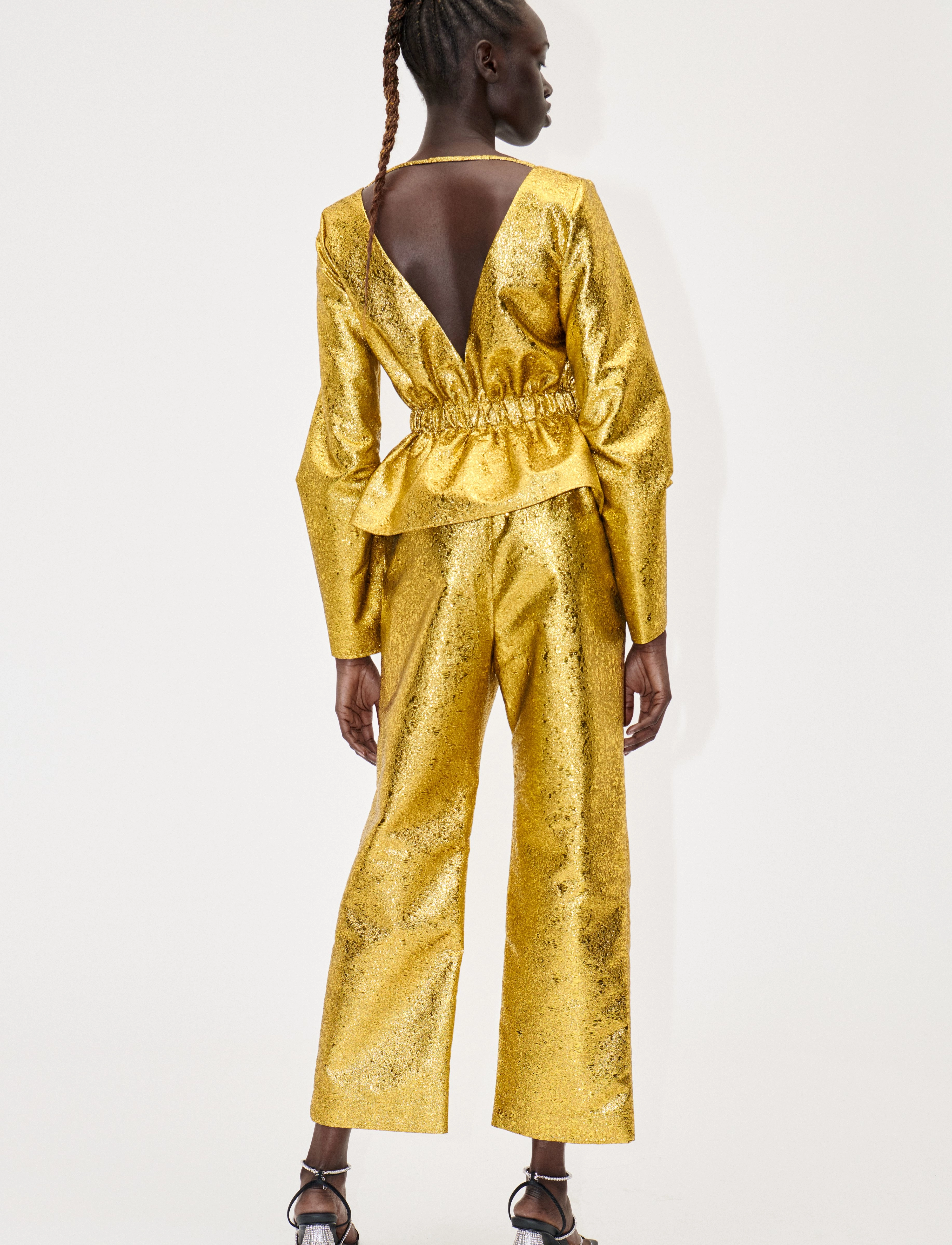 STINE GOYA - Isra, 1918 Organza Jacquard - hosen mit weitem bein - luminescent gold - 3