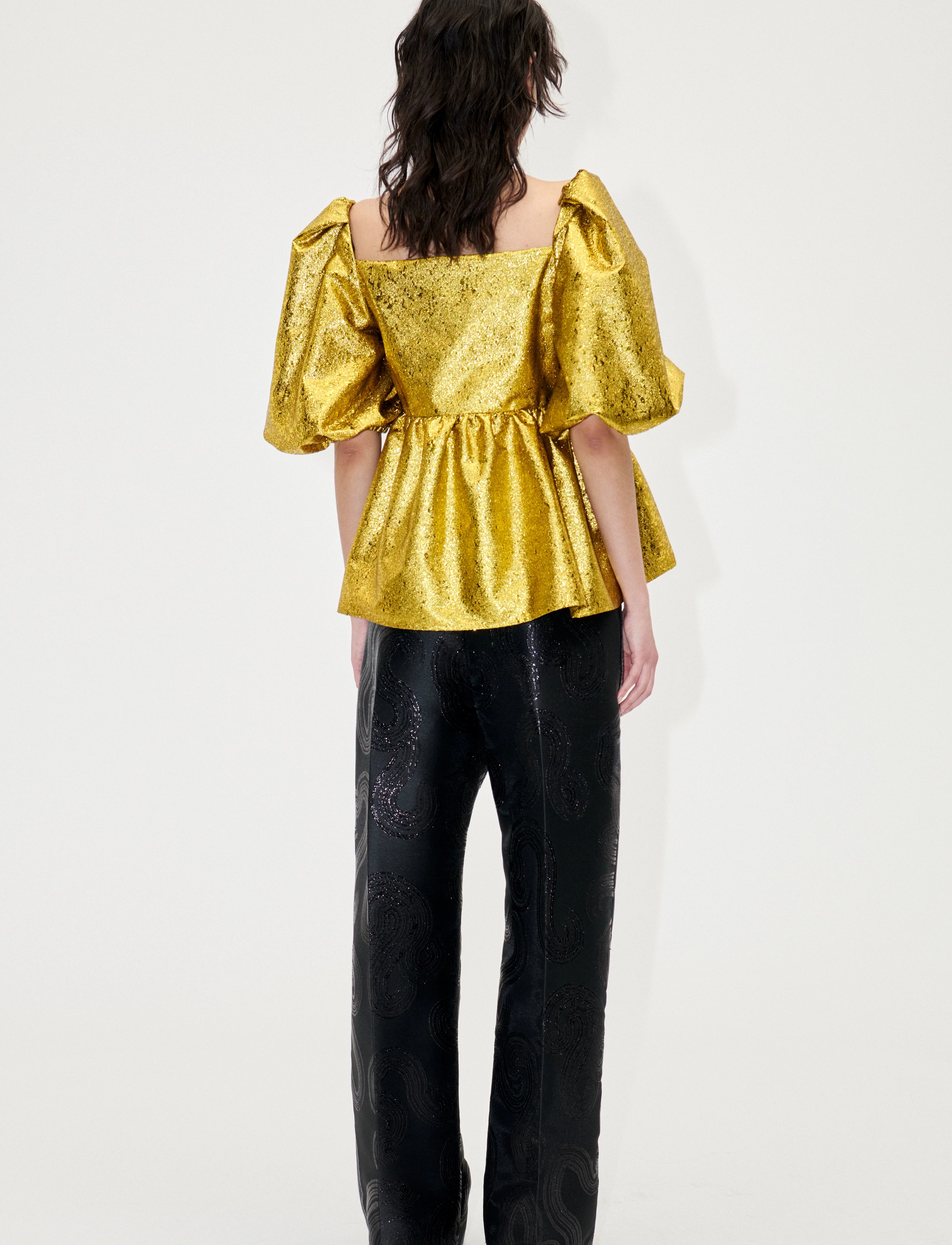 STINE GOYA - Kinsley,1918 Organza Jacquard - kortærmede bluser - luminescent gold - 3