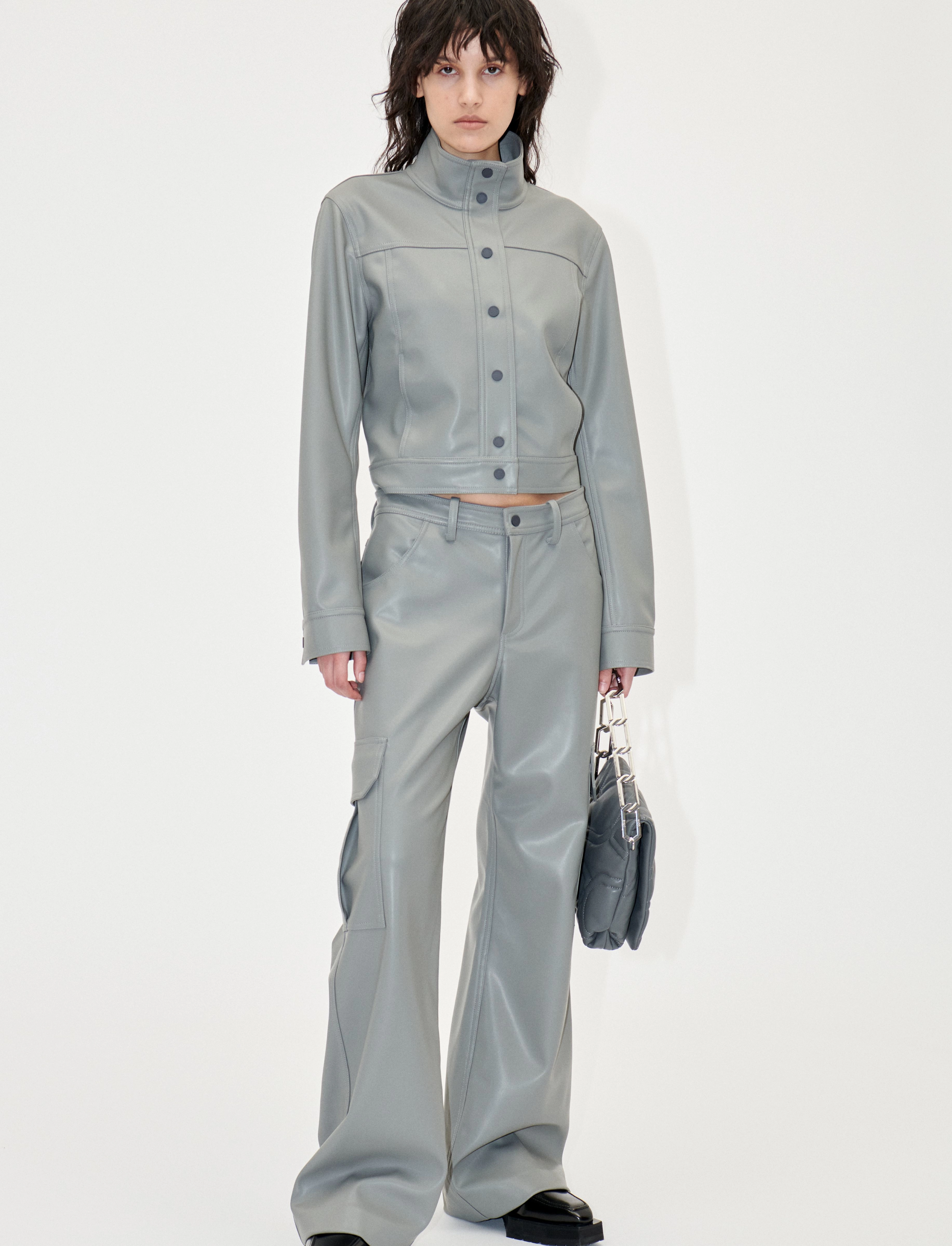 STINE GOYA Stevie, 1935 Recycled Faux Leather - Bukser - GREY / grey