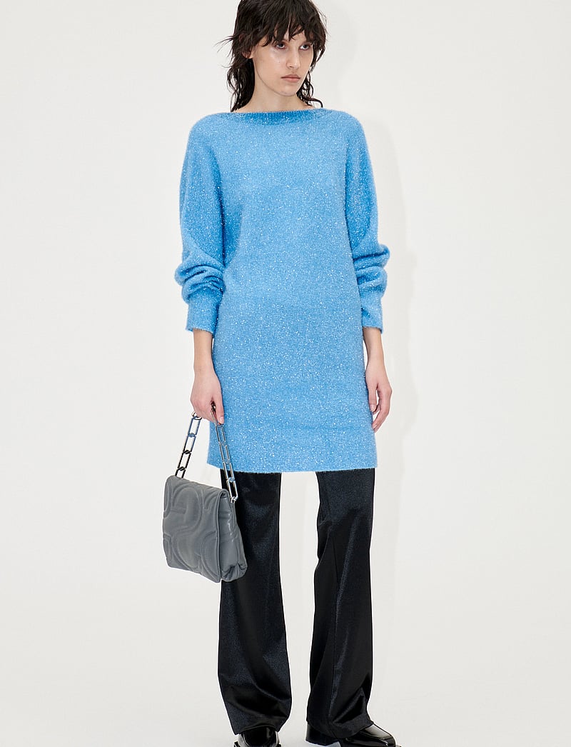 STINE GOYA - Anahita, 1947 Metallic Fluffy Knit - knitted dresses - alaskan blue - 0