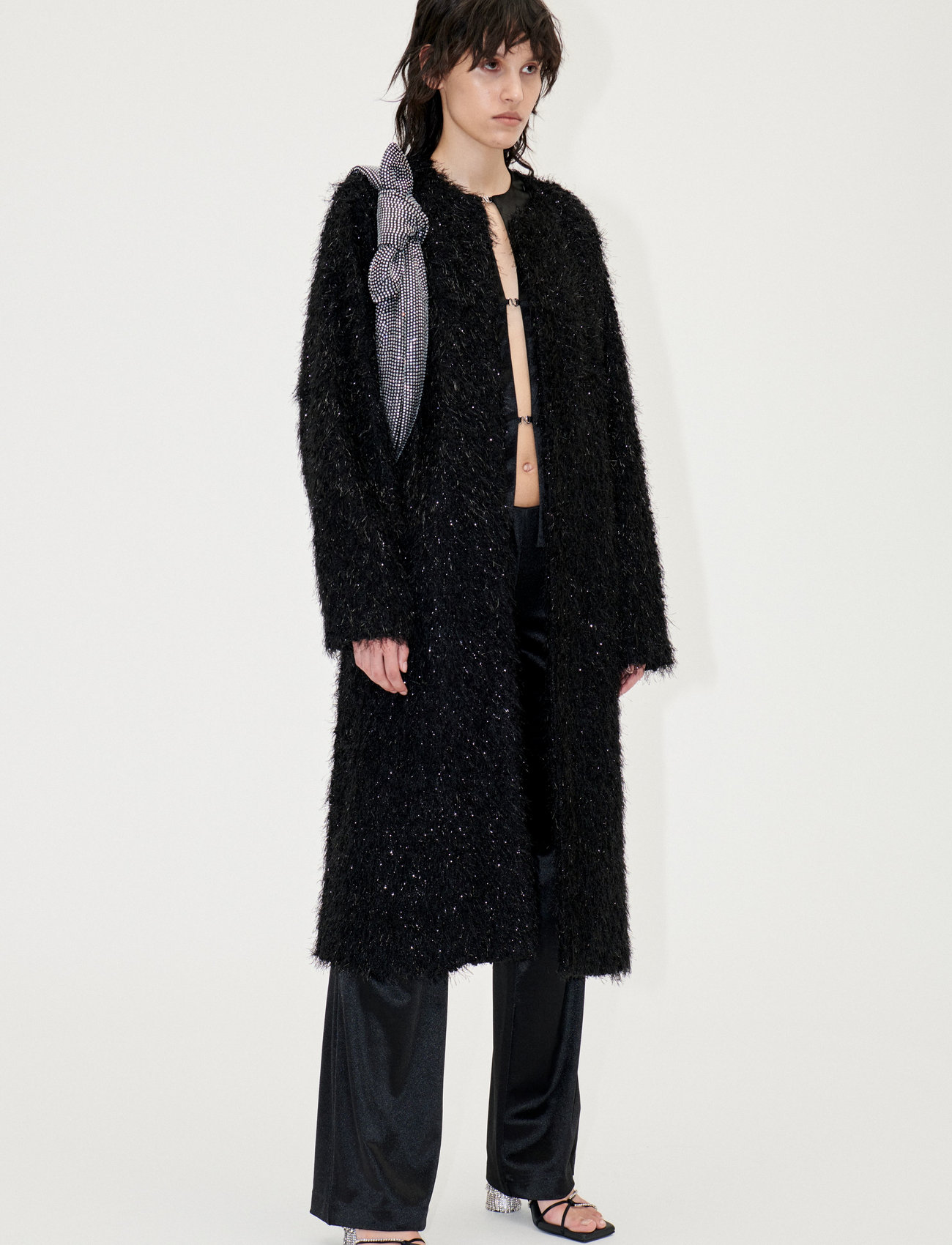 STINE GOYA - Alec, 1982 Knitted Fluffy Lurex - light coats - fluffy black - 0
