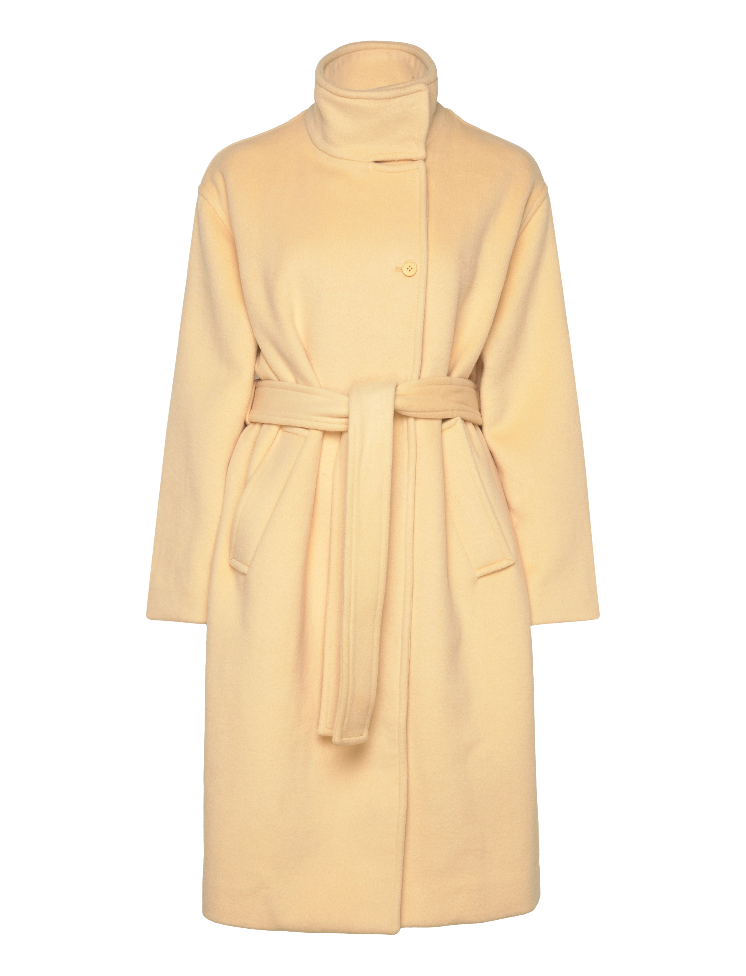 Long Sleeve High Collar Coat, 2268 - BUTTER MILK