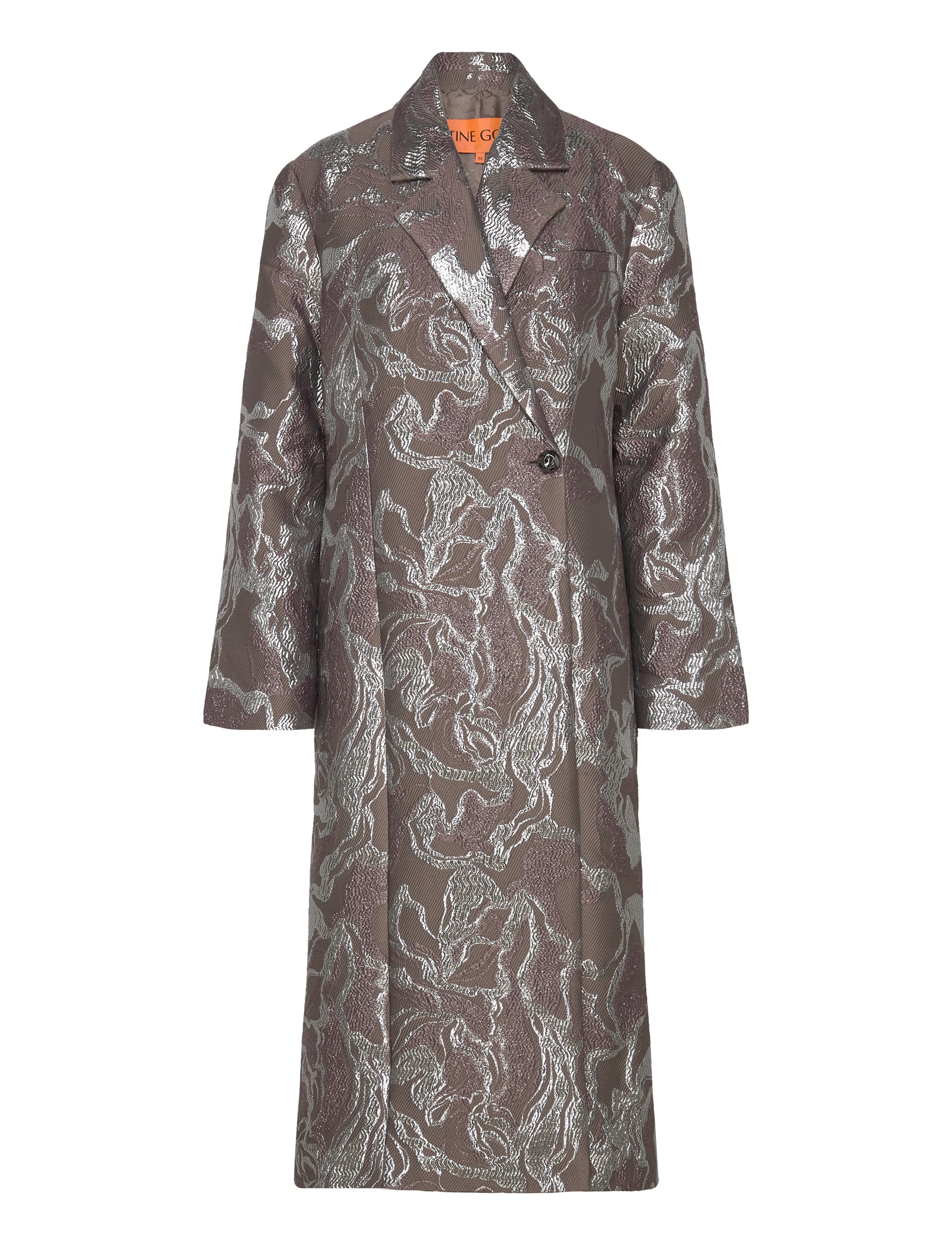 STINE GOYA Long Sleeve Straight Coat, 2269 Wov - Dunne jassen - ABSTRACT FOLIAGE / brown