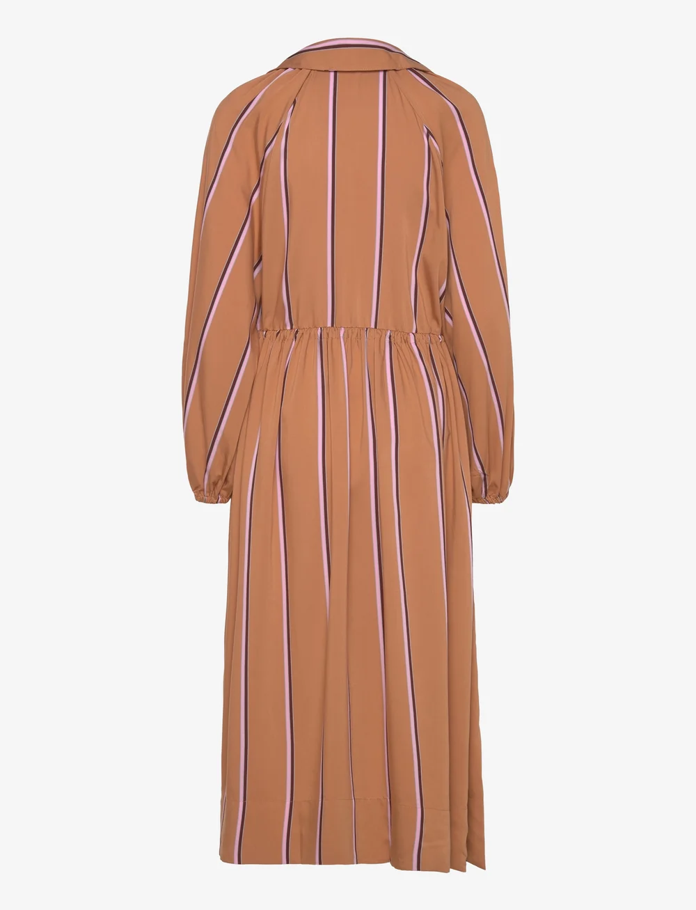 STINE GOYA - Elasticated Midi Dress, 2249 Stripe - midiklänningar - cocoa stripes - 2