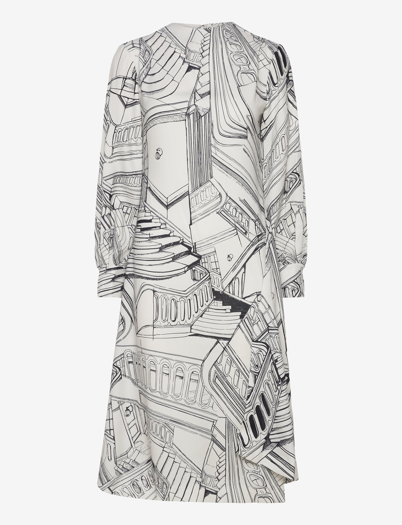 STINE GOYA - Shoulder Pleated Long Dress, 2255 C - midi dresses - fineline staircase - 0