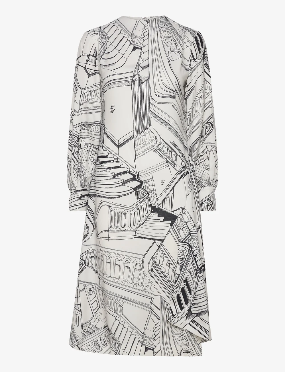 STINE GOYA - Shoulder Pleated Long Dress, 2255 C - midiklänningar - fineline staircase - 0