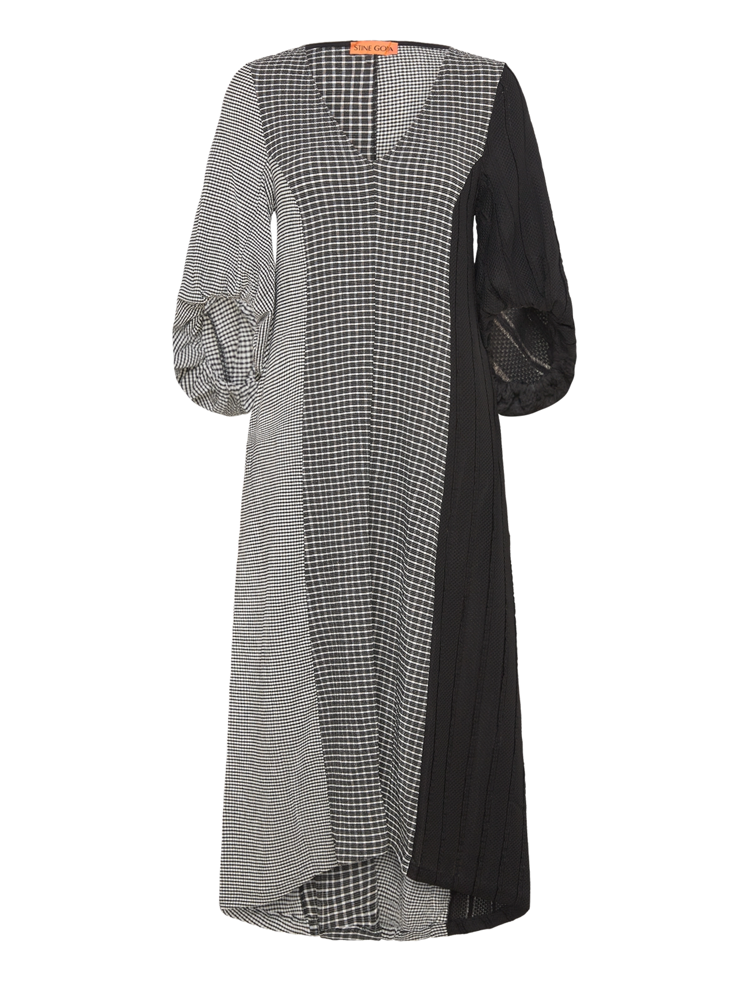 STINE GOYA Three-Quarter Sleeve Midi Dress, 22 - Rõivad - BLACK / WHITE / black