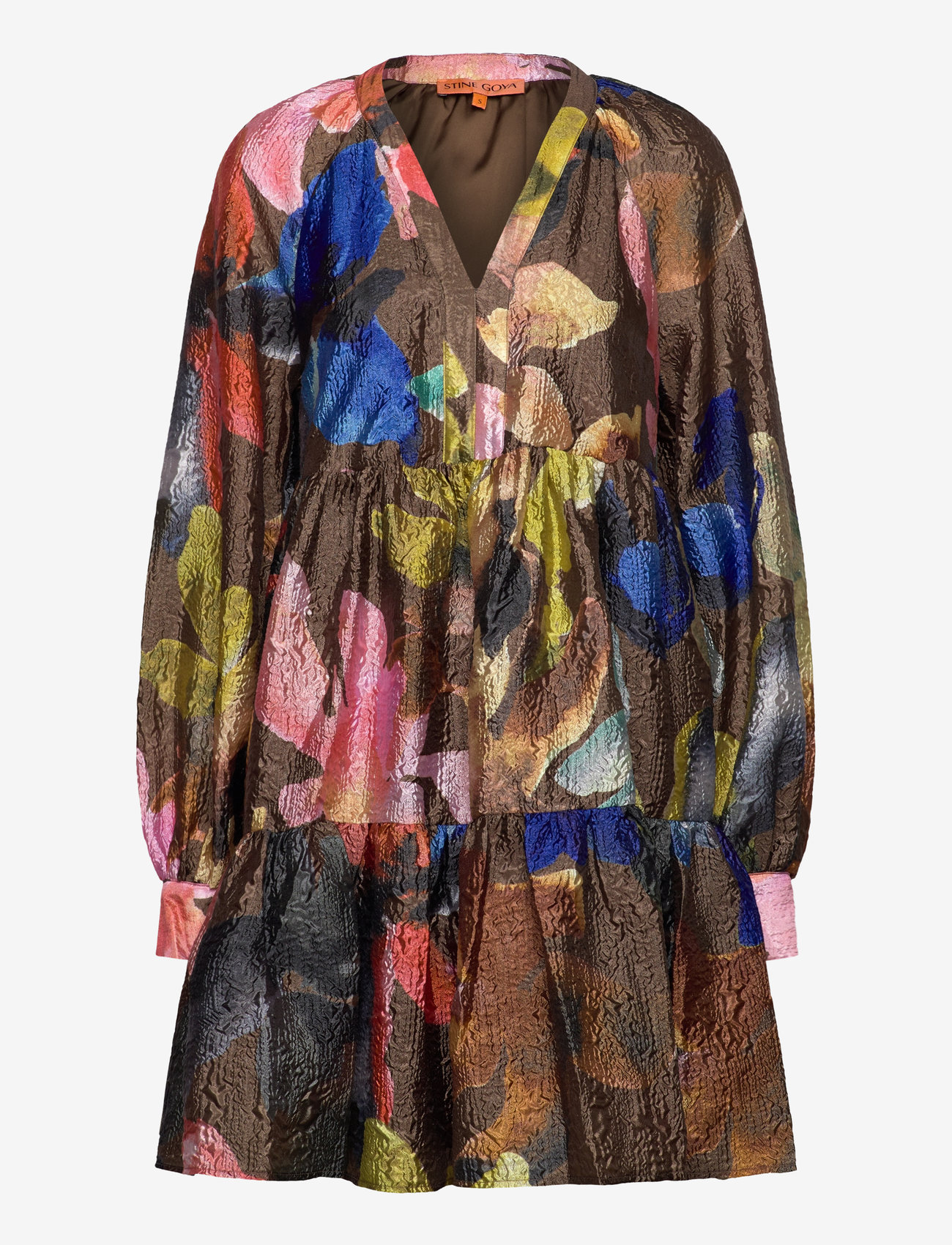 STINE GOYA - Tier Voluminous Mini Dress, 2258 Cr - aquarelle garden - 1