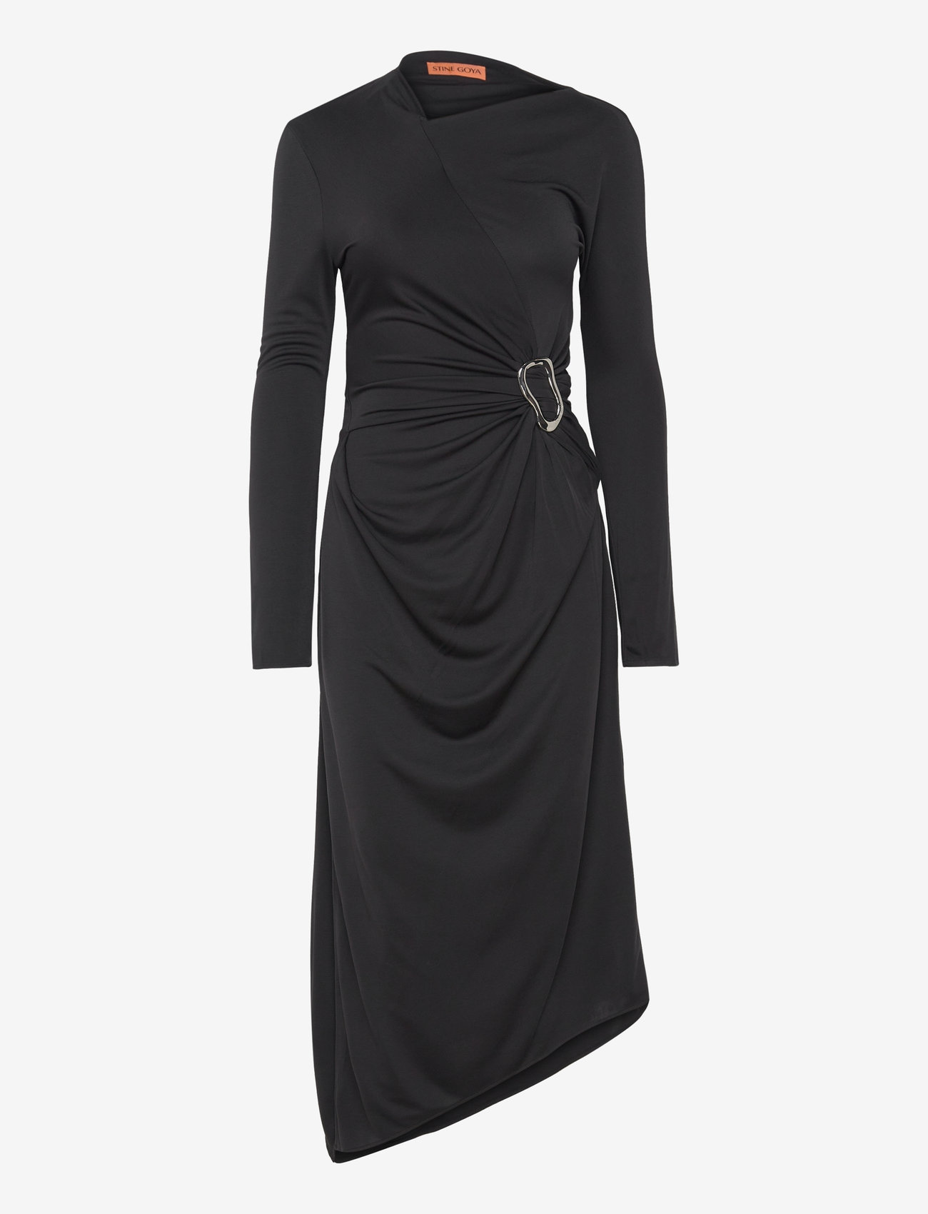 STINE GOYA - Long Sleeve Midi Dress With Fixed B - jet black - 1