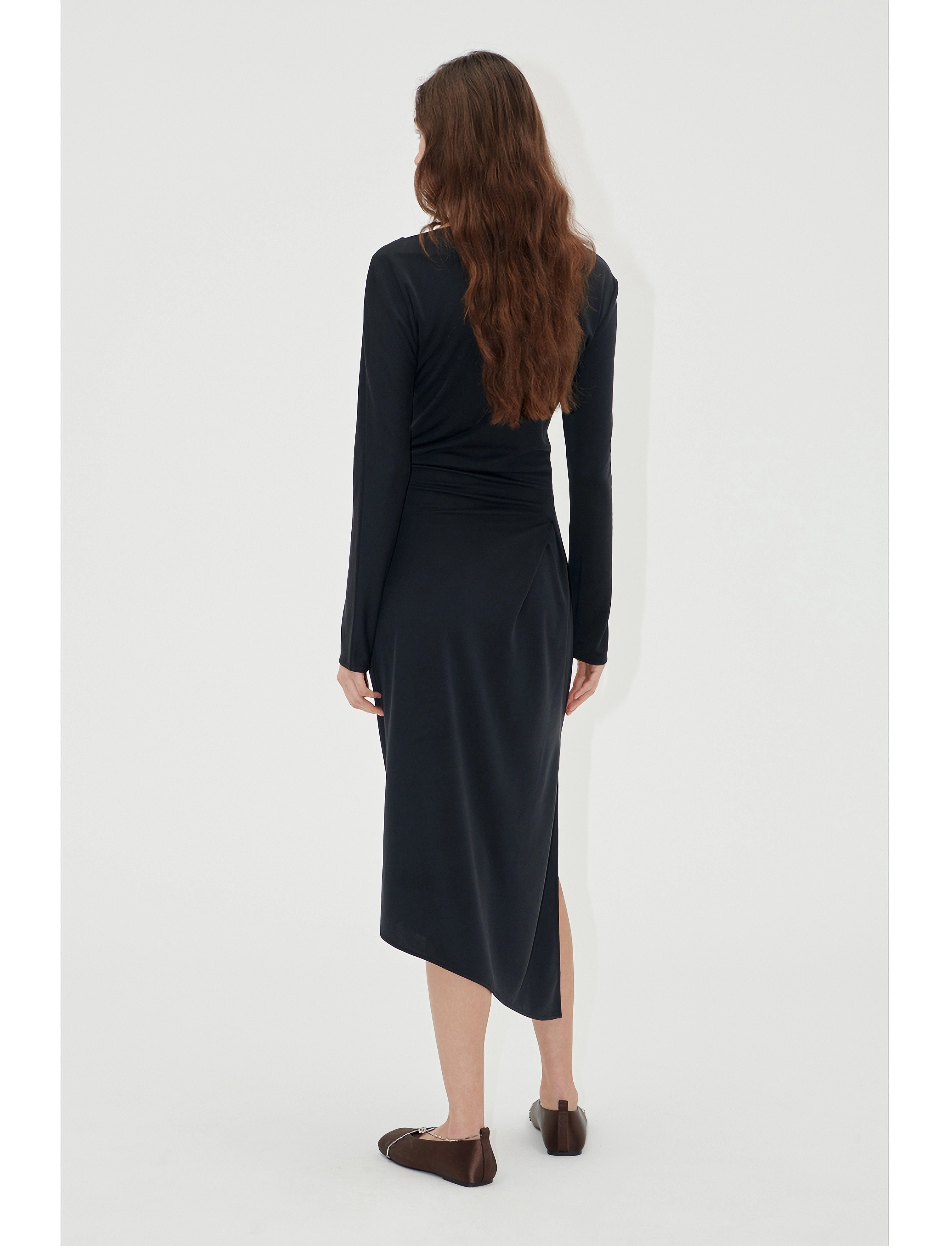 STINE GOYA - Long Sleeve Midi Dress With Fixed B - festmode zu outlet-preisen - jet black - 4