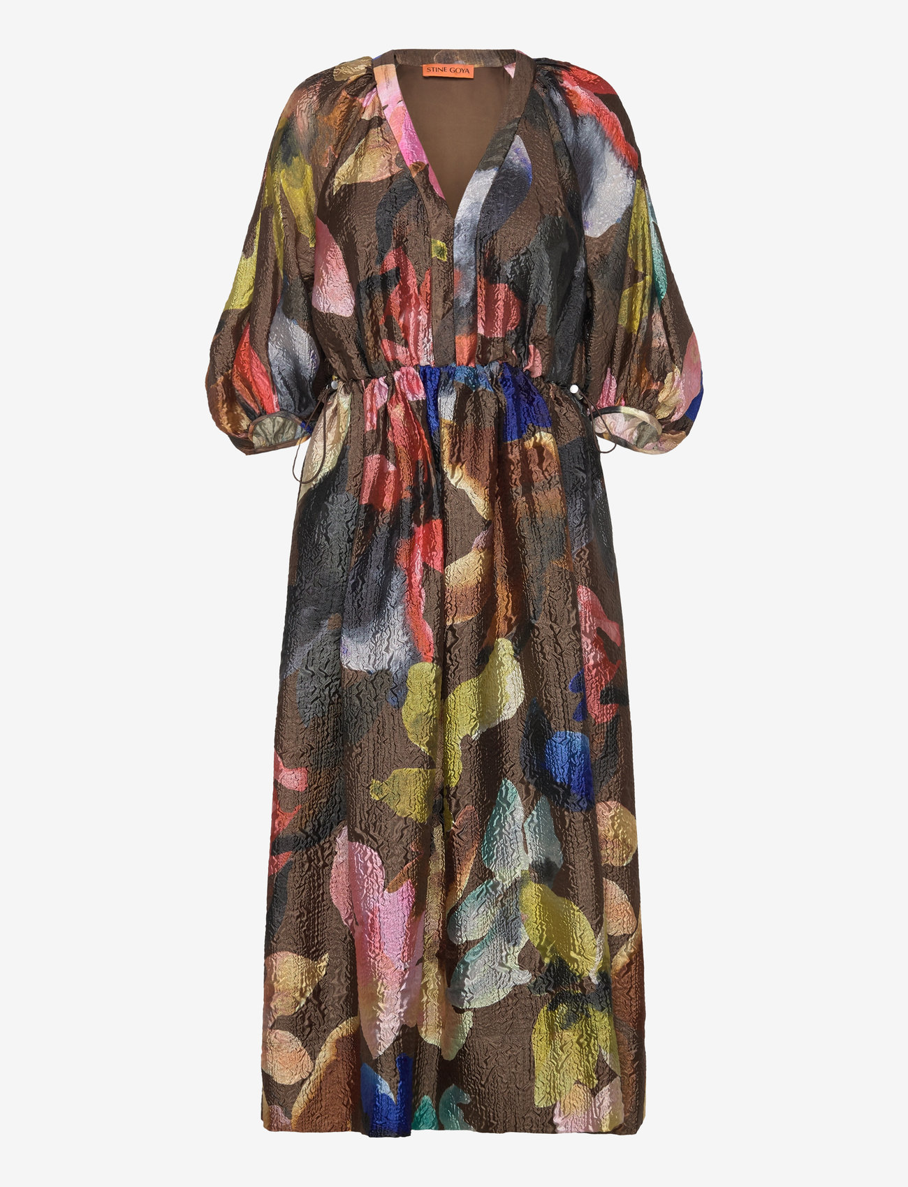 STINE GOYA Three-quarter Sleeve Elasticated Mi – midi jurken – winkel bij  Booztlet