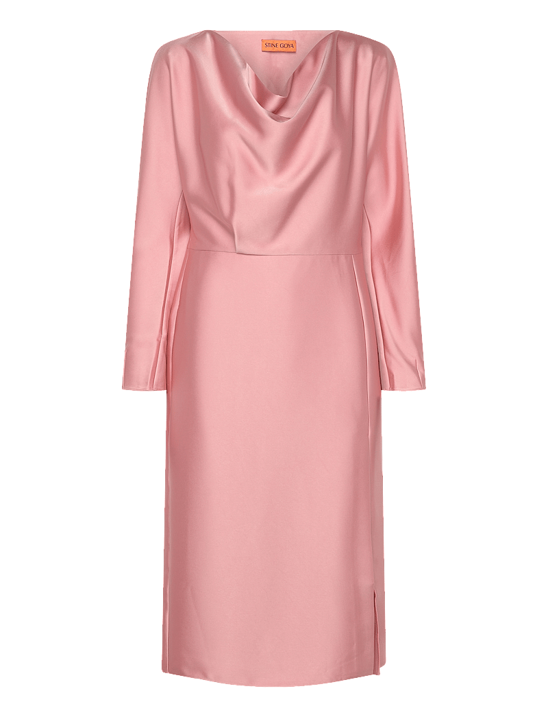 STINE GOYA - Long Sleeve Midi Dress, 2261 Satin - partykleider - rose tan - 1