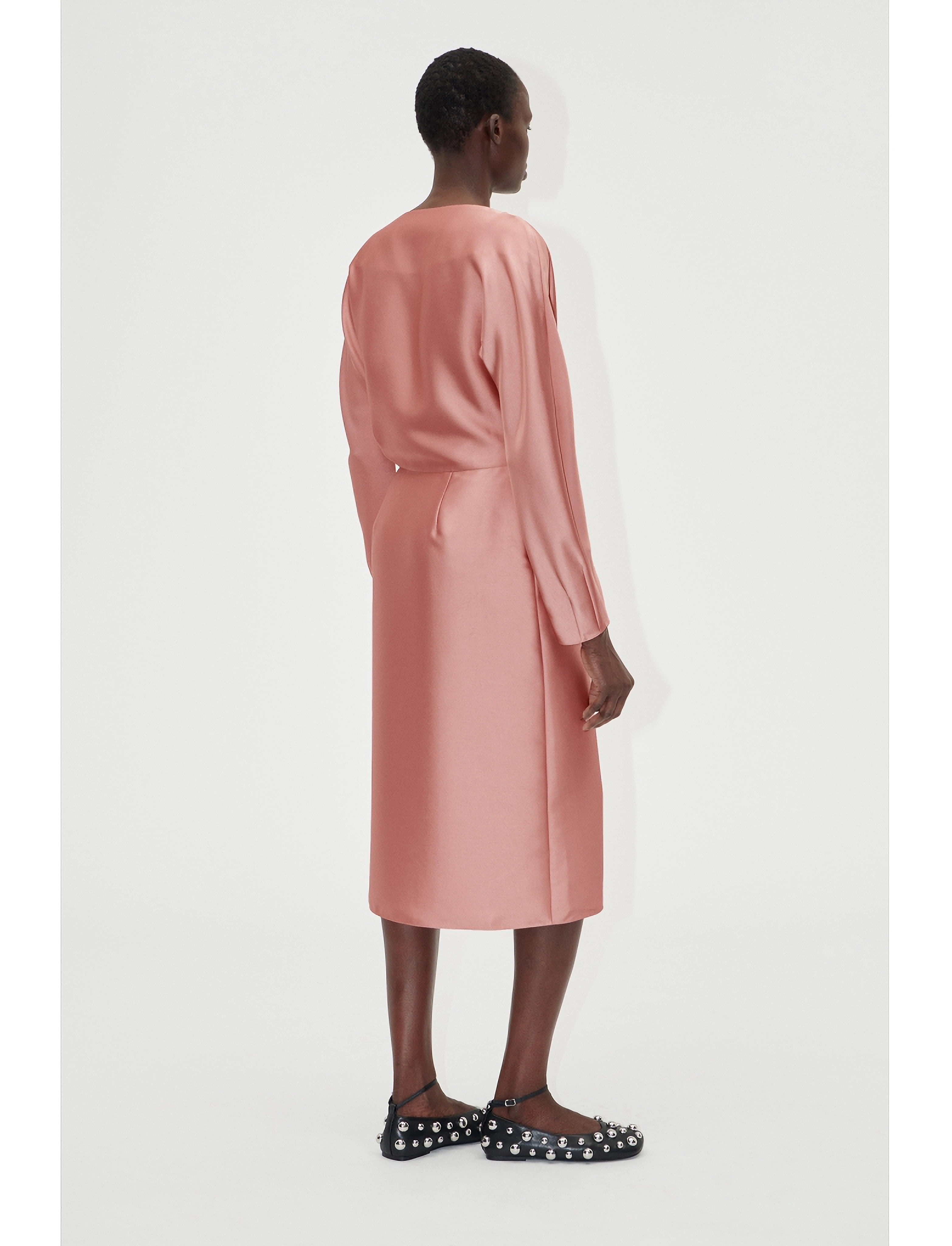 STINE GOYA - Long Sleeve Midi Dress, 2261 Satin - midi-kleider - rose tan - 3
