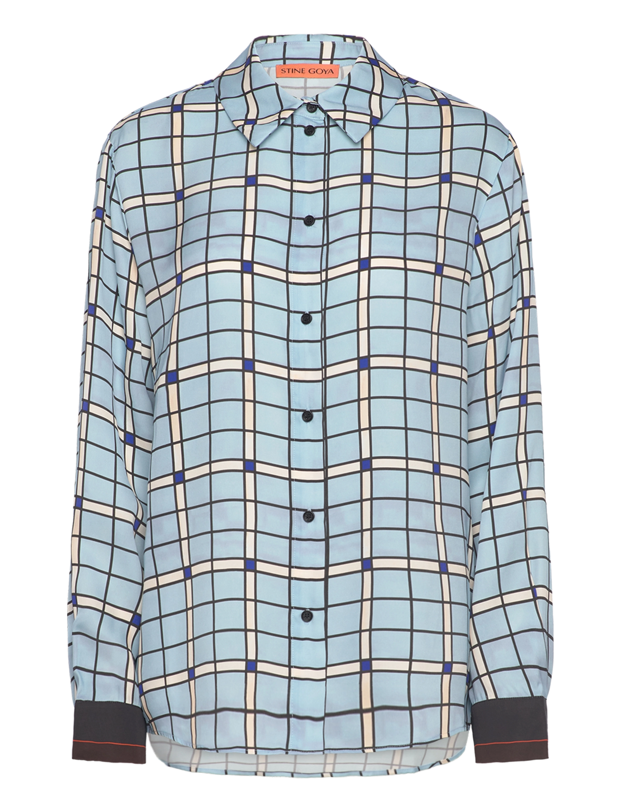 STINE GOYA Long Sleeve Shirt, 2263 Dry Viscose - Tøj - WINDOW CHECK / blue