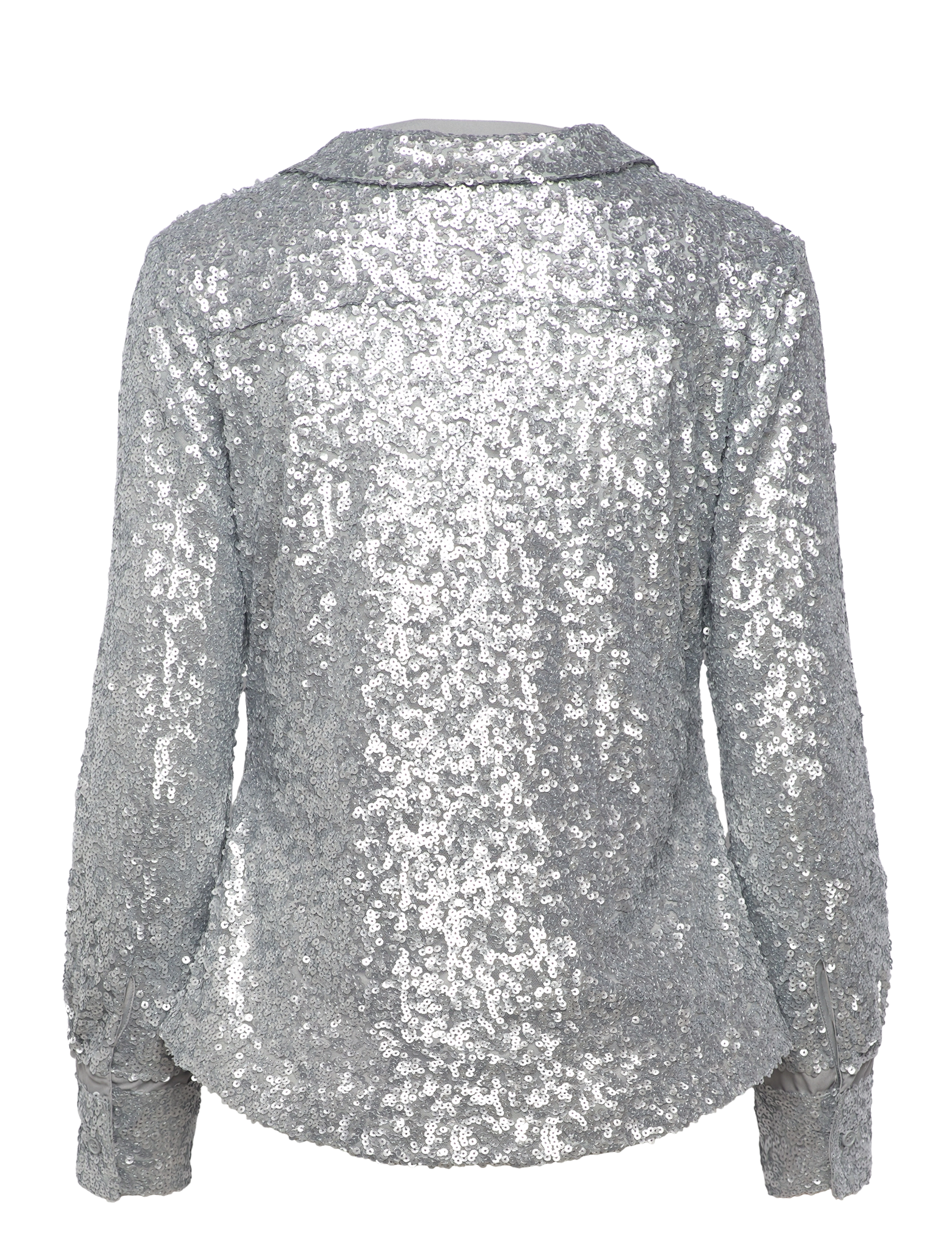 STINE GOYA - Double Collar Shirt, 2260 Sequins - langærmede bluser - steel grey - 2