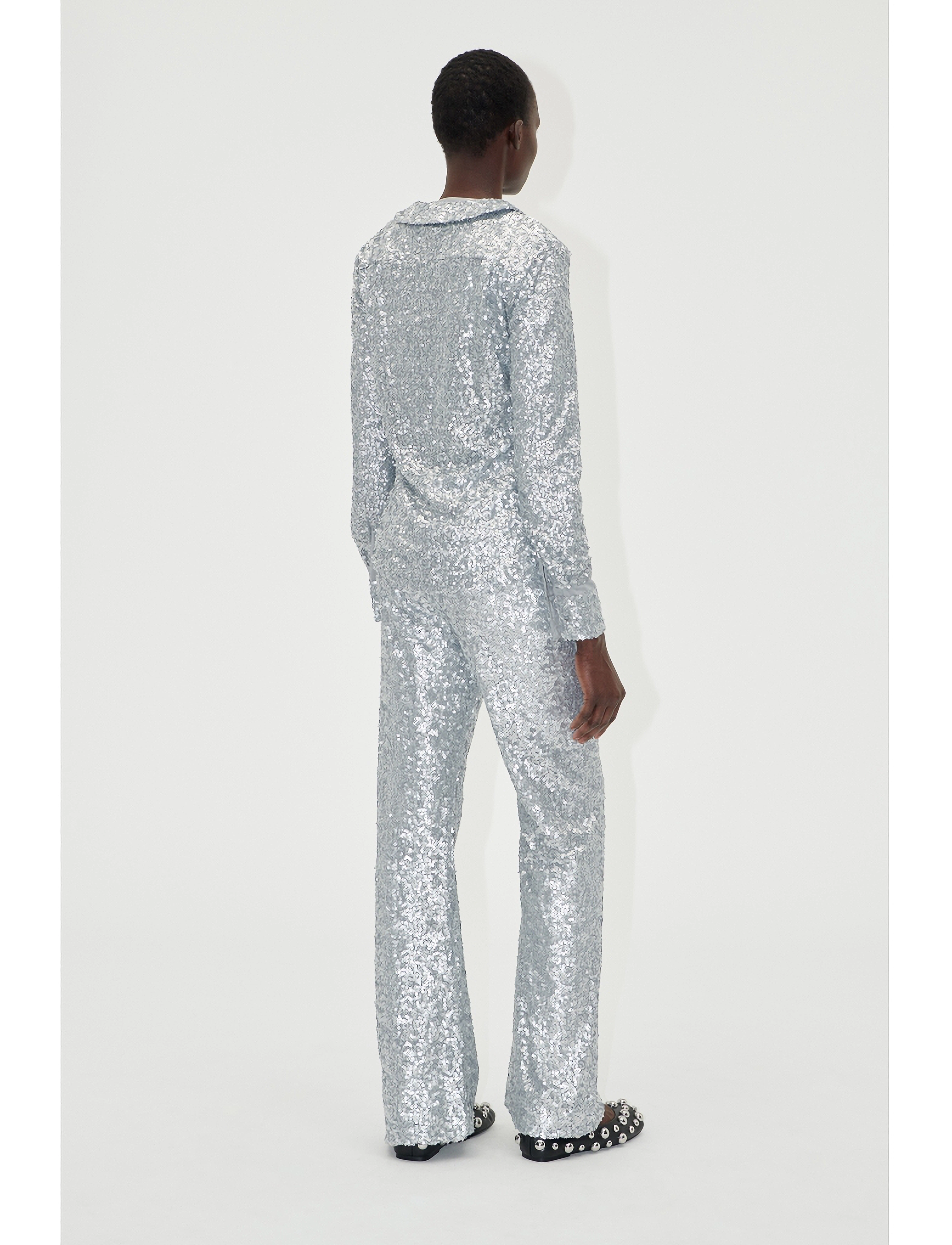 STINE GOYA - Double Collar Shirt, 2260 Sequins - langærmede bluser - steel grey - 3