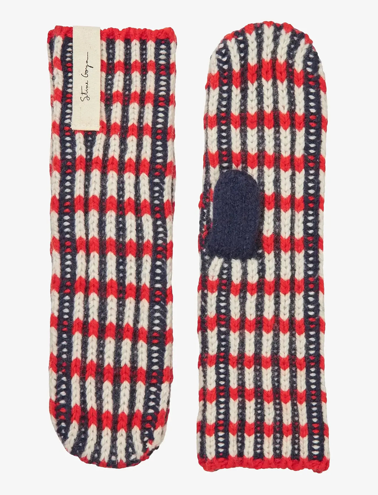 STINE GOYA - 2425 Plaited Chunky Rib, Chunky Rib - mittens - navy / red / cream - 1