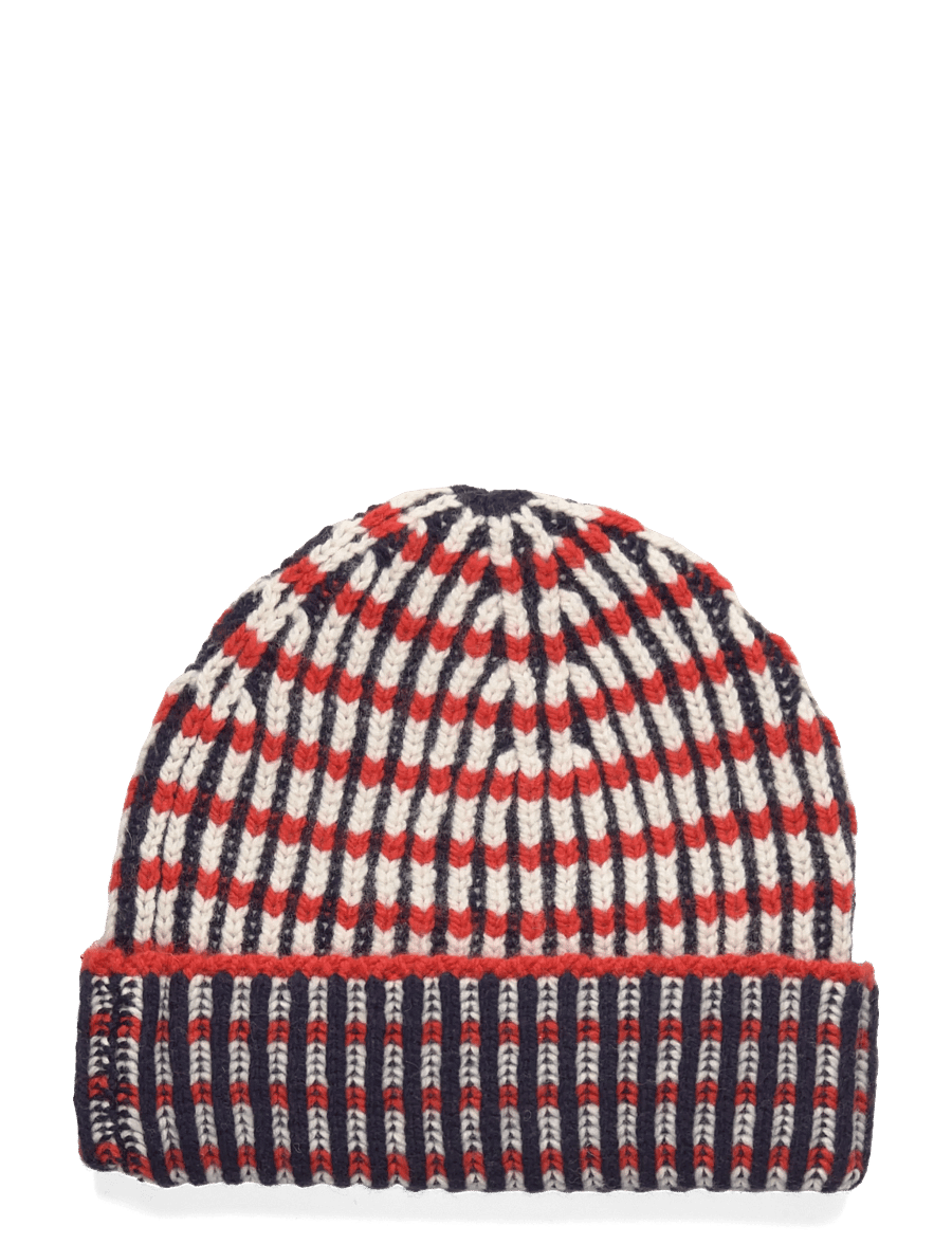 STINE GOYA - 2425 Plaited Chunky Rib, Chunky Rib - hats & caps - navy / red / cream - 1