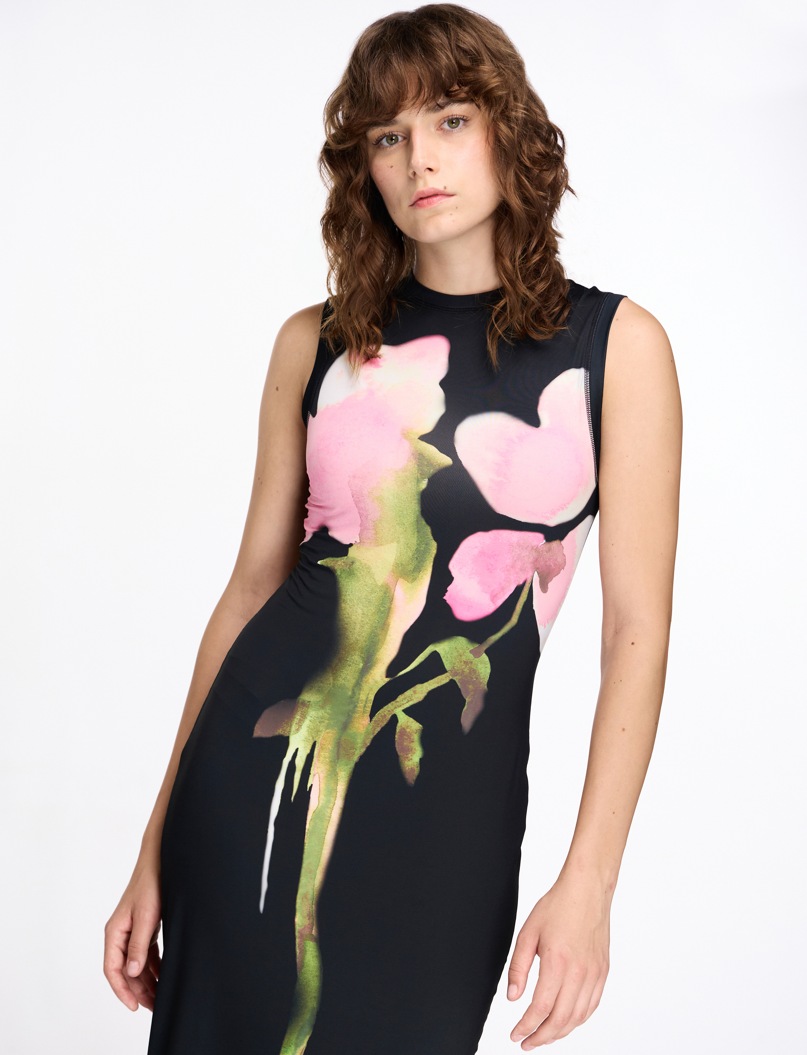 STINE GOYA 2244 Stocking Jersey, Elastic Tank - Fodralklänningar - MELTING FLOWERS / black
