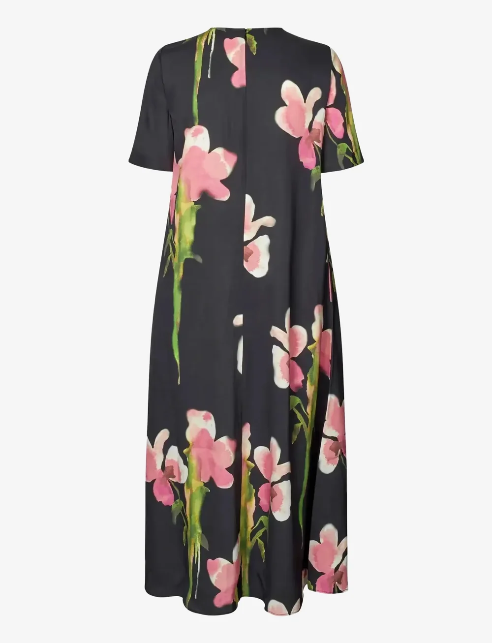 STINE GOYA - 2263 Dry Viscose, Flowy Short Sleev - midiklänningar - melting flowers - 2