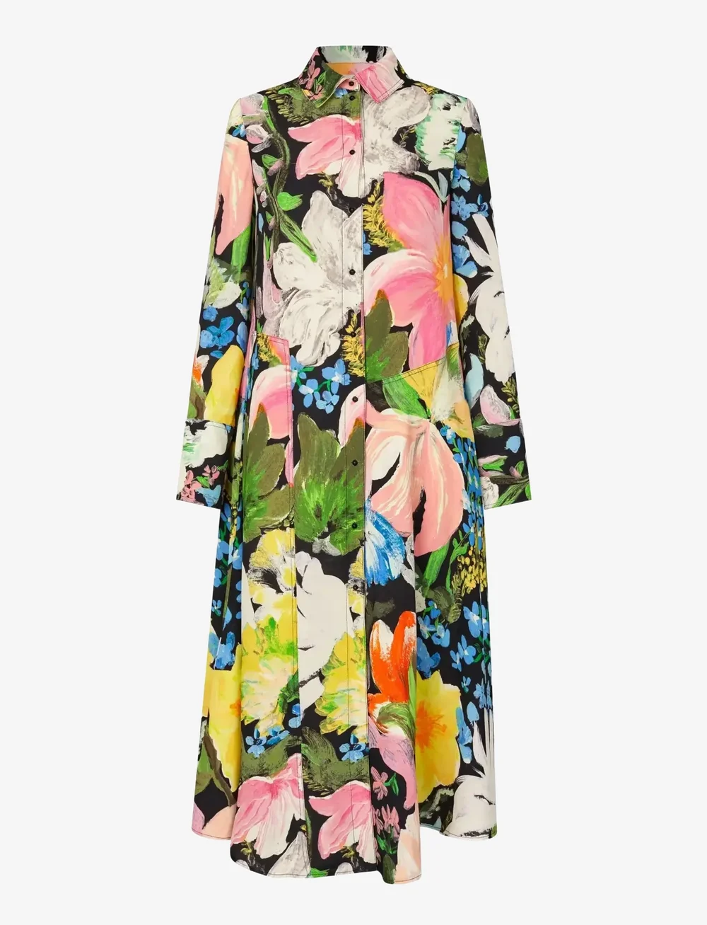 STINE GOYA - 2436 Heavy Dry Viscose, Front Plack - skjortekjoler - flowers under the sun - 0